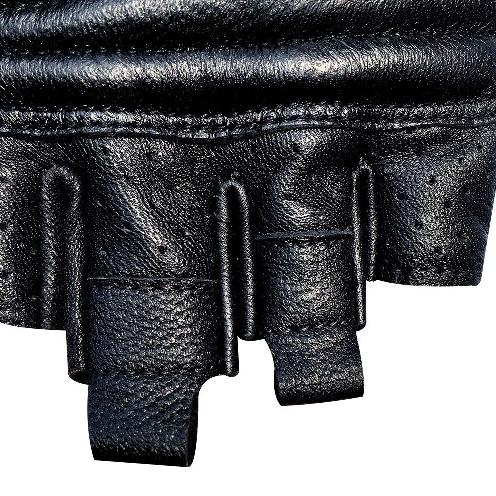 Kaiwende Half Finger Men'S Motorcycle Gloves Gel Padded Fingerless Leather Motorbike Gloves (Black, Medium)