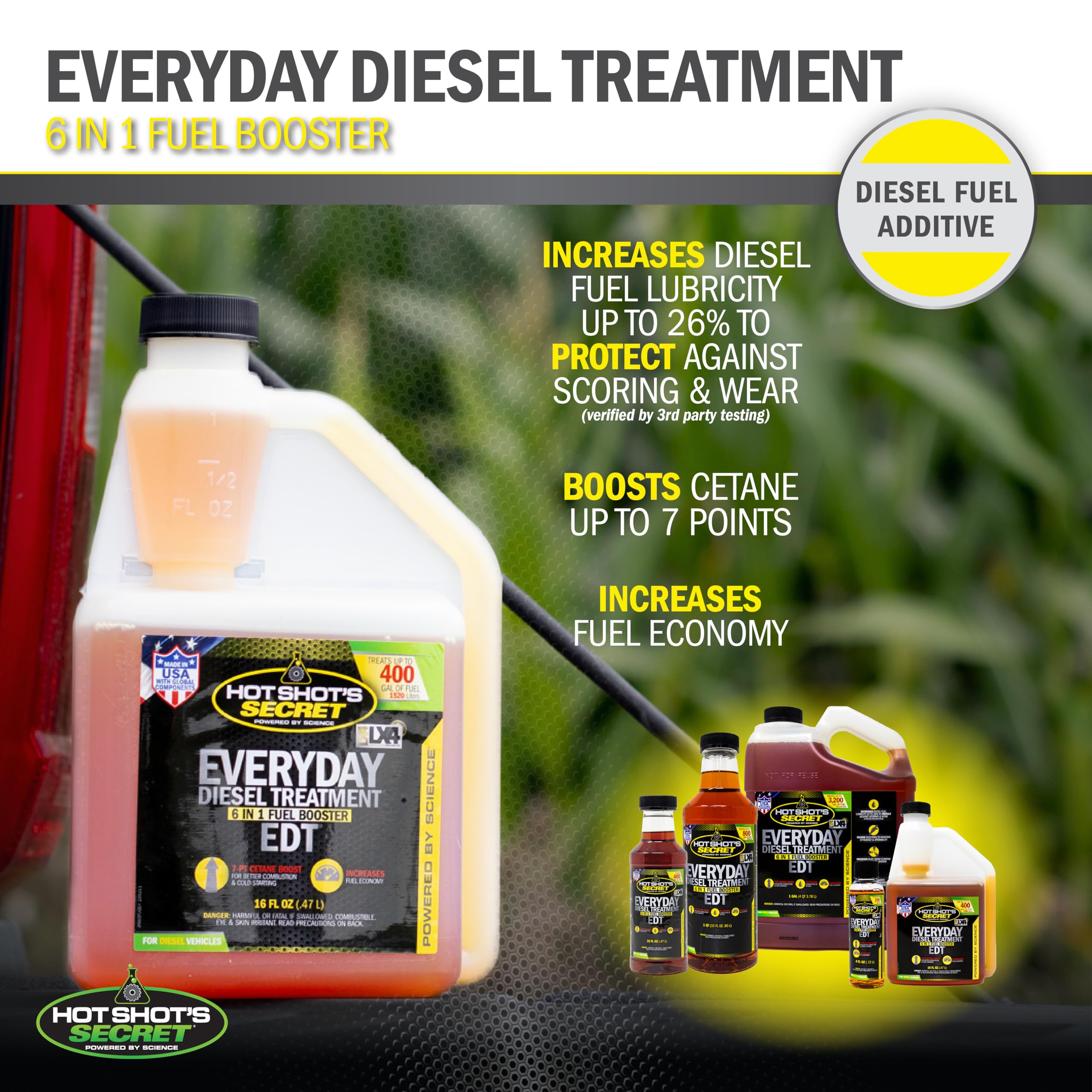 Hot Shot's Secret Diesel Treatment - 6-in-1 Additive, Injector & Fuel System Cleaner, 1 Gallon, Model HSSEDT01G, Brown