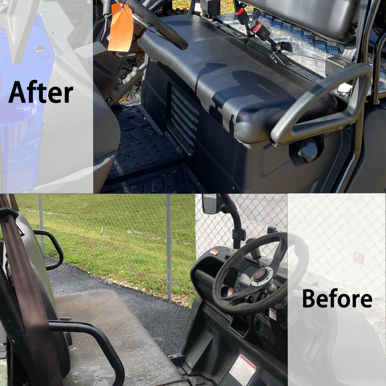 LKV UTV Seat Cover Replacement for Polaris Ranger 400/500/570/800, Black Leather, Model USE01001BK, MIDSIZE Crew EV RZR 2010-14