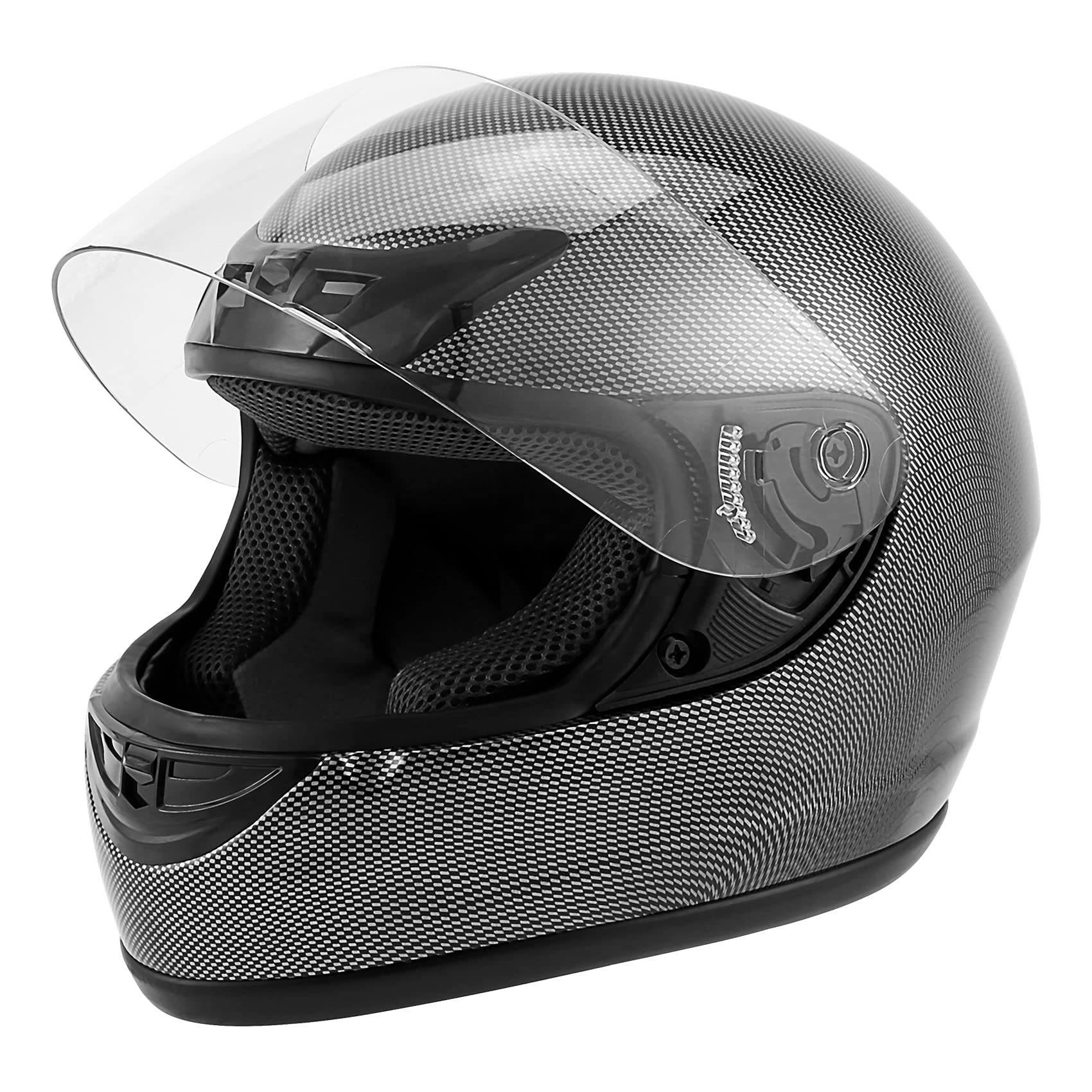 Xfmt Dot Adult Motorcycle Flip Up Full Face Helmet Street Dirt Bike Atv Helmets (Carbon Fiber, Large)