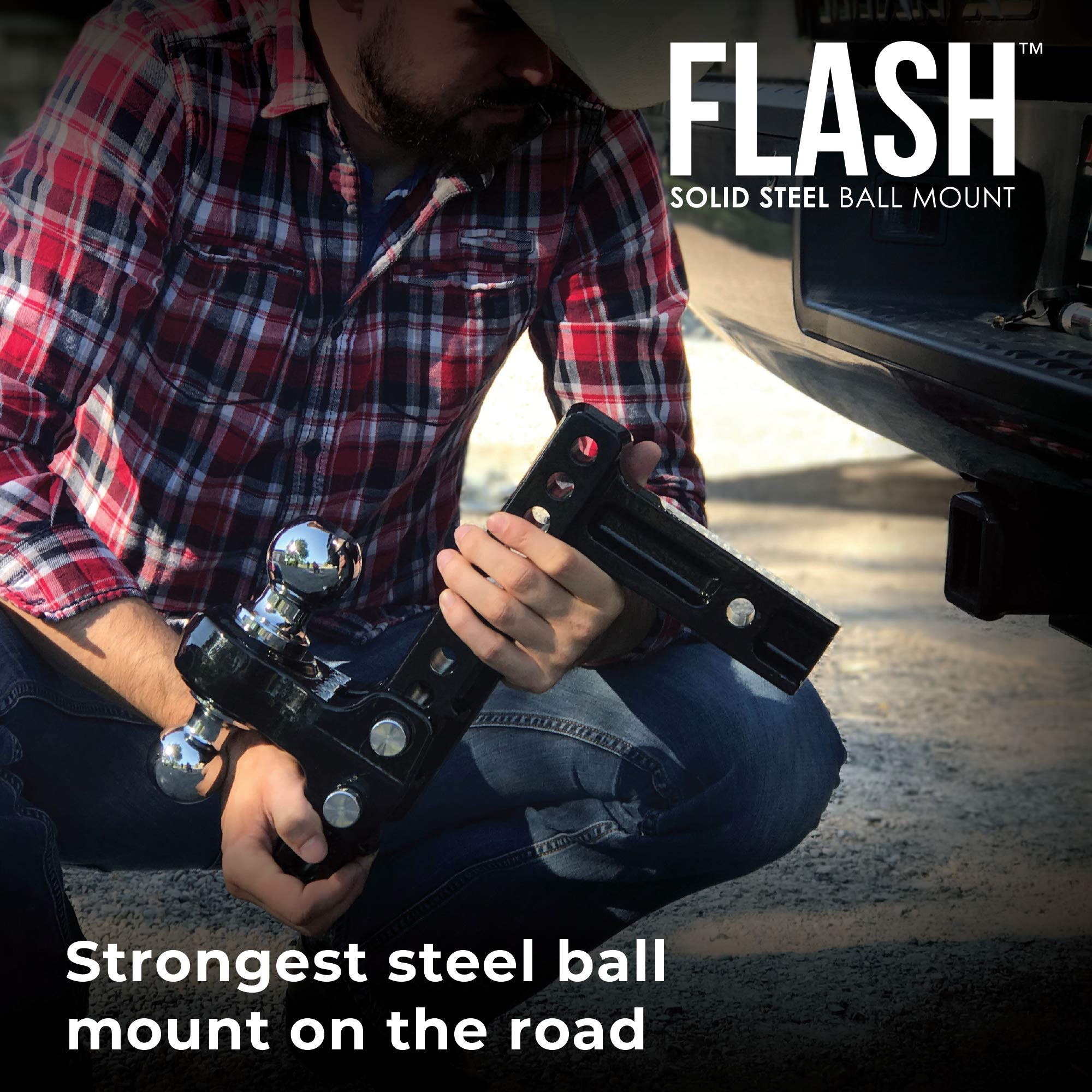 Fastway Flash Solid Steel 49-00-5925 Adjustable Steel Ball Mount With 10 Inch Drop, 2.5 Inch Shank, And Chrome Plated Balls