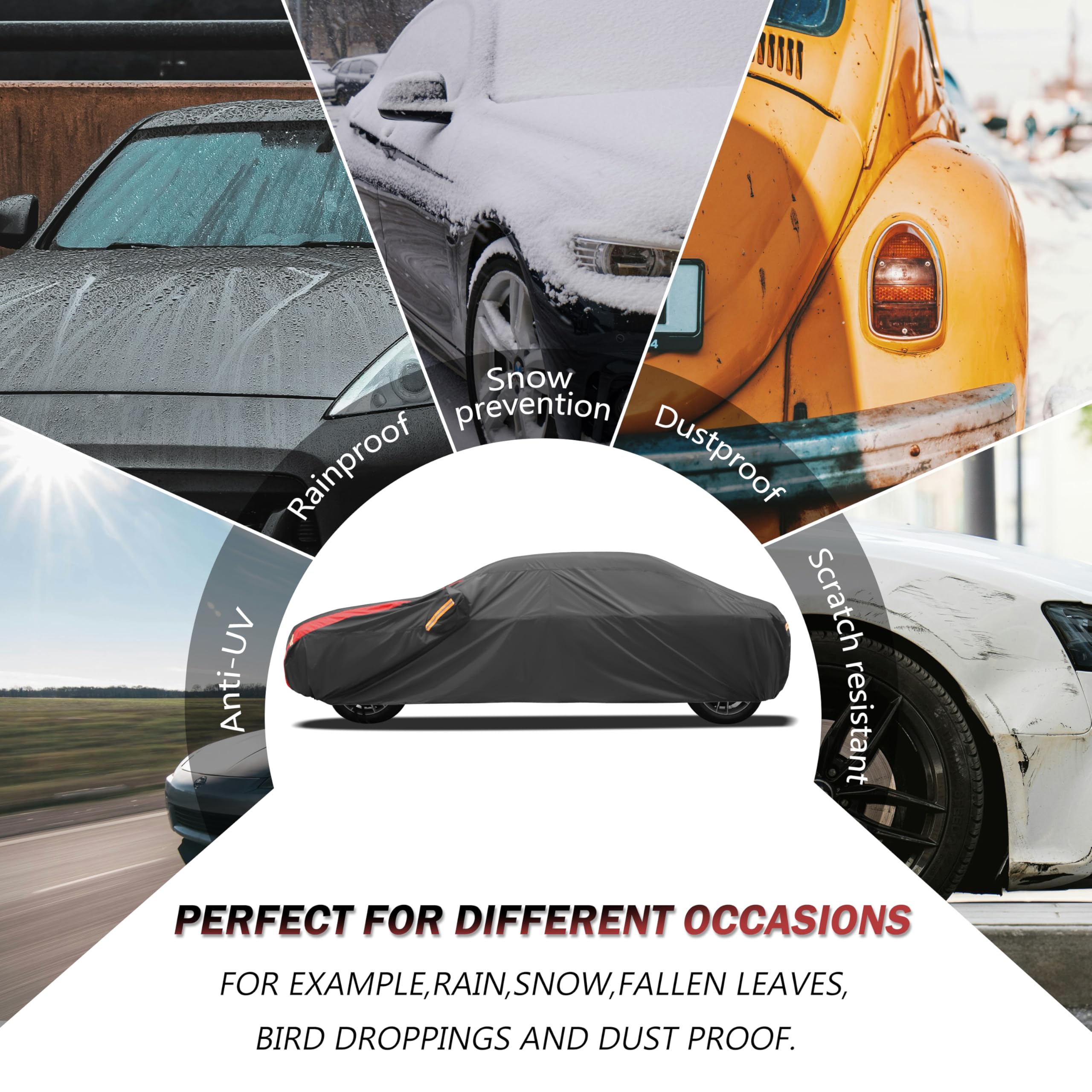 MBLCOOVERS Car Cover Waterproof All Weather for Automobiles (1 Sedan Car Cover, A5 Fit Sedan Length Up 194-206 inch)