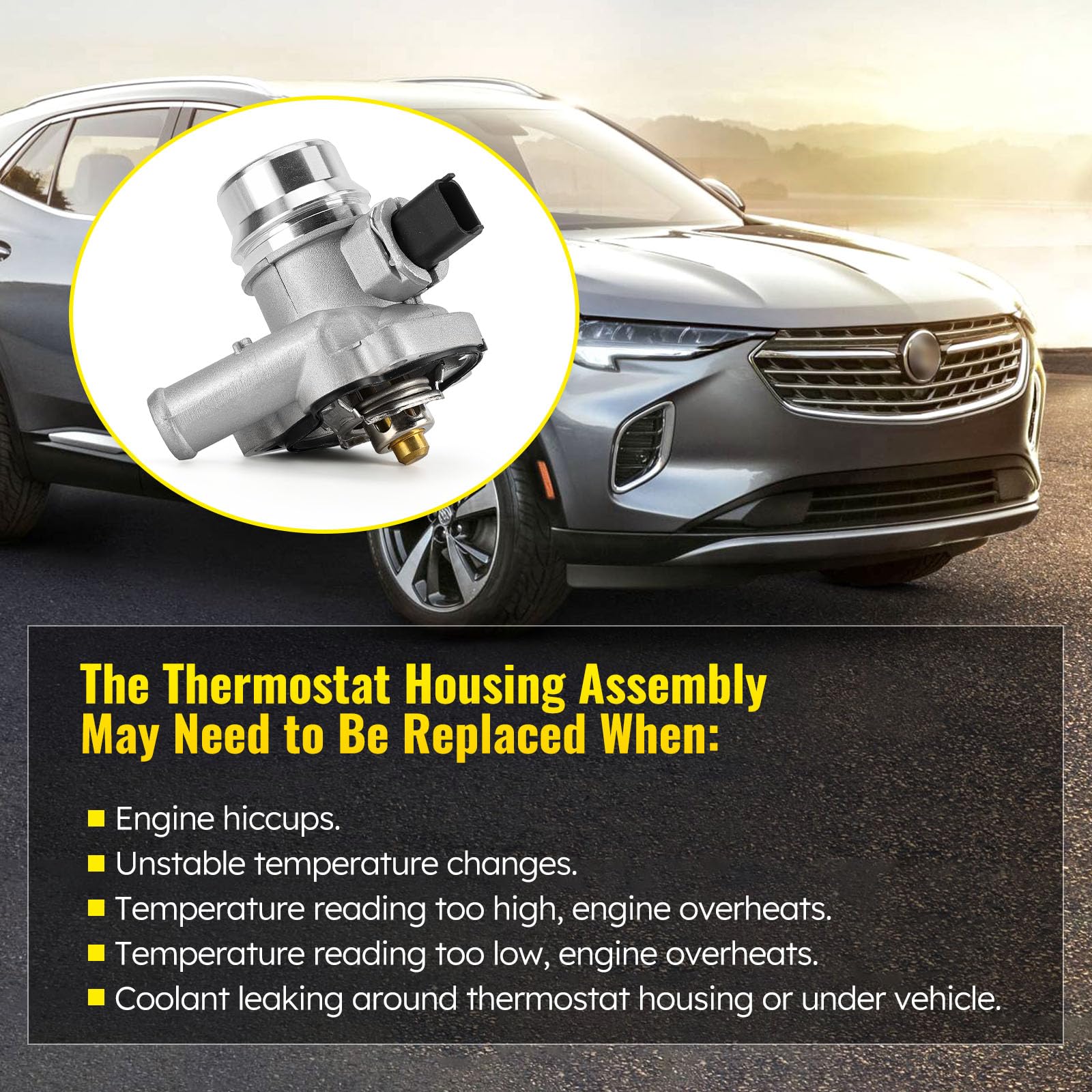 C-Tzu Upgrade Aluminium Thermostat Housing Assembly with Sensors for Buick Encore, Chevy Cruze, Sonic, Trax - Replaces 25200455, 55565336, 55579010