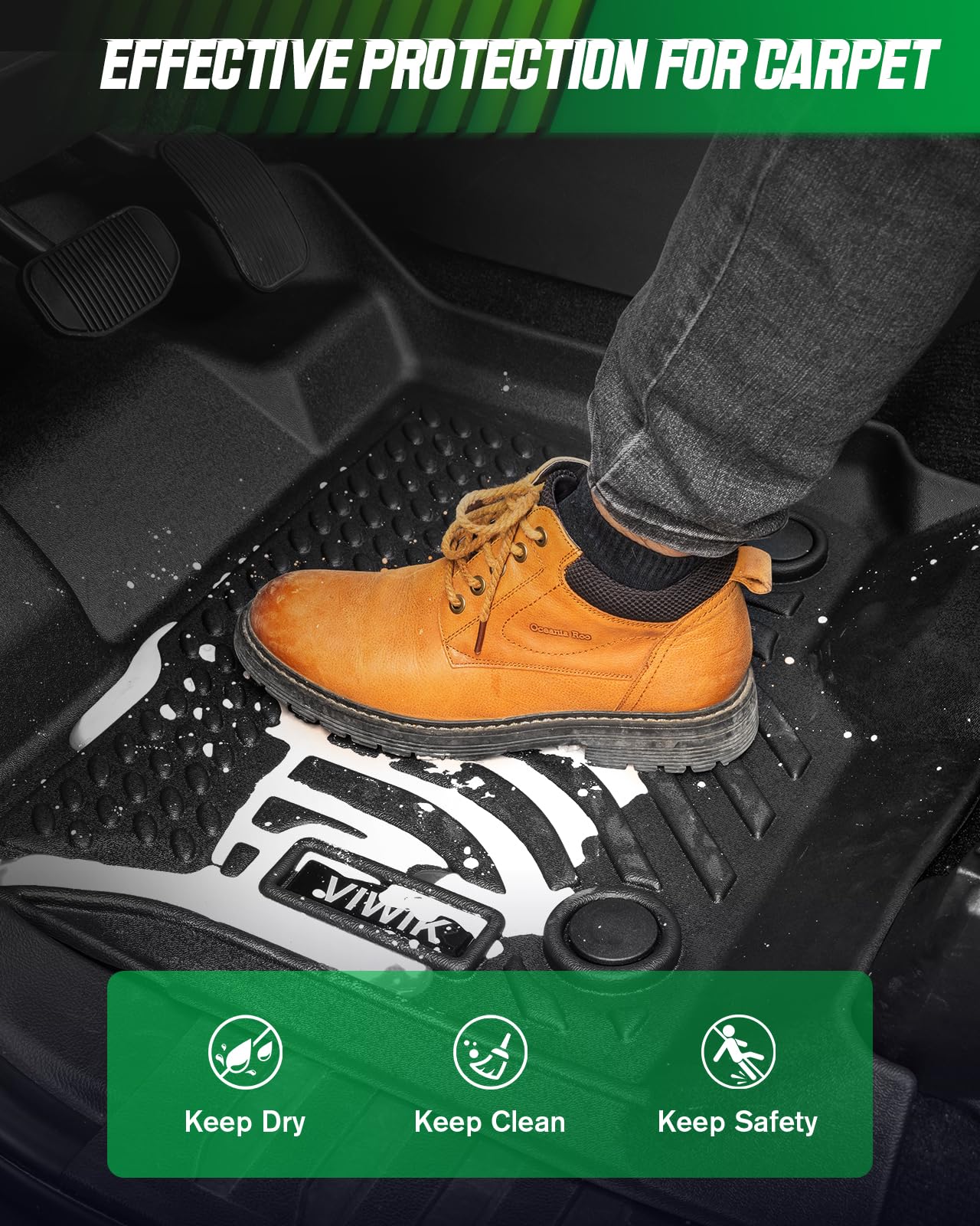 Viwik Car Floor Mats For Jeep Wrangler Jl 2018 2019 2020 2021 2022 2023 2024 2025, Tpe Rubber Car Mats All Weather Custom Floor