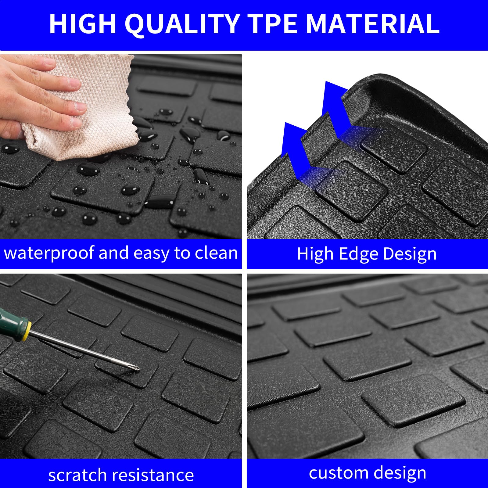 Rongtaod Cargo Mat for 2021-2025 Kia Sorento, TPE All Weather Trunk Liner, 27.17x21.66x1.58 inches, Includes