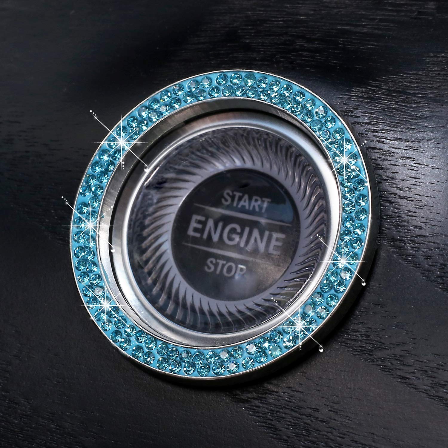 Tobequeen Push To Start Button Ring Emblem Sticker 2Pcs Diamond Car Ring Stickers Rhinestone Car Accessories Interior For Women,