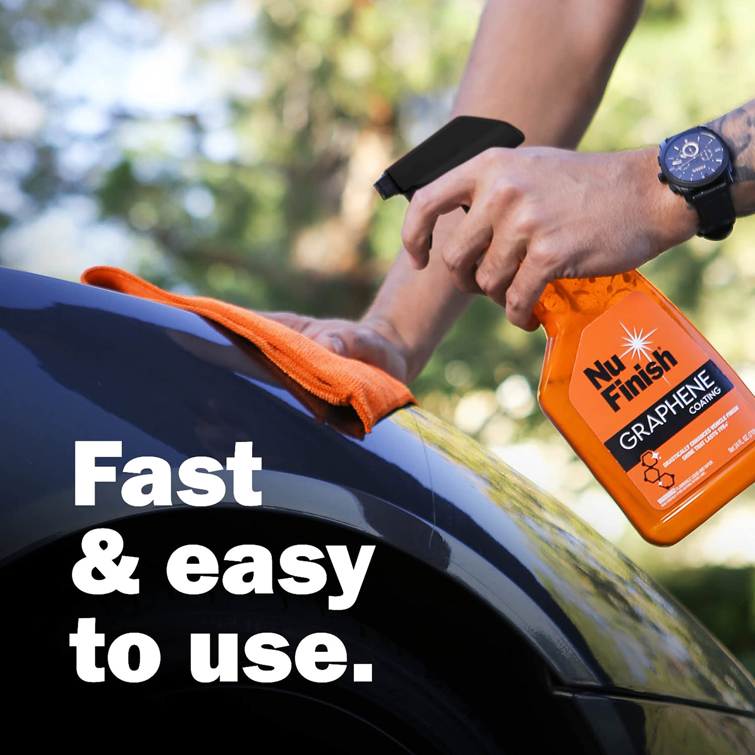 Nu Finish Vehicle Finishing Kit - Water-Repellent Ceramic & Graphene Coating Spray with Microfiber Towel - Model E303703300