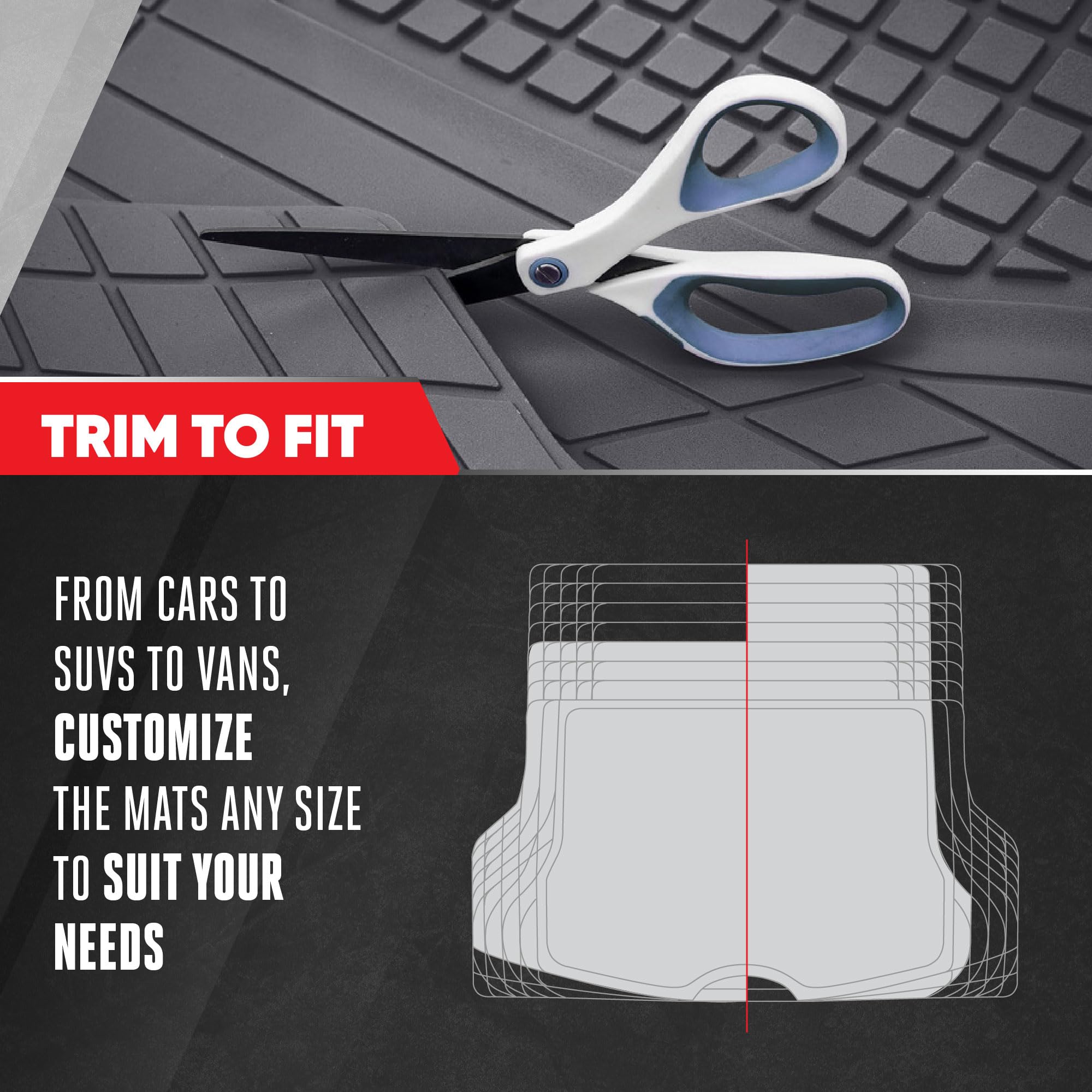 Motor Trend Premium Flextough All-Protection Cargo Mat Liner - W/Traction Grips & Fresh Design, Heavy Duty Trimmable Trunk Liner
