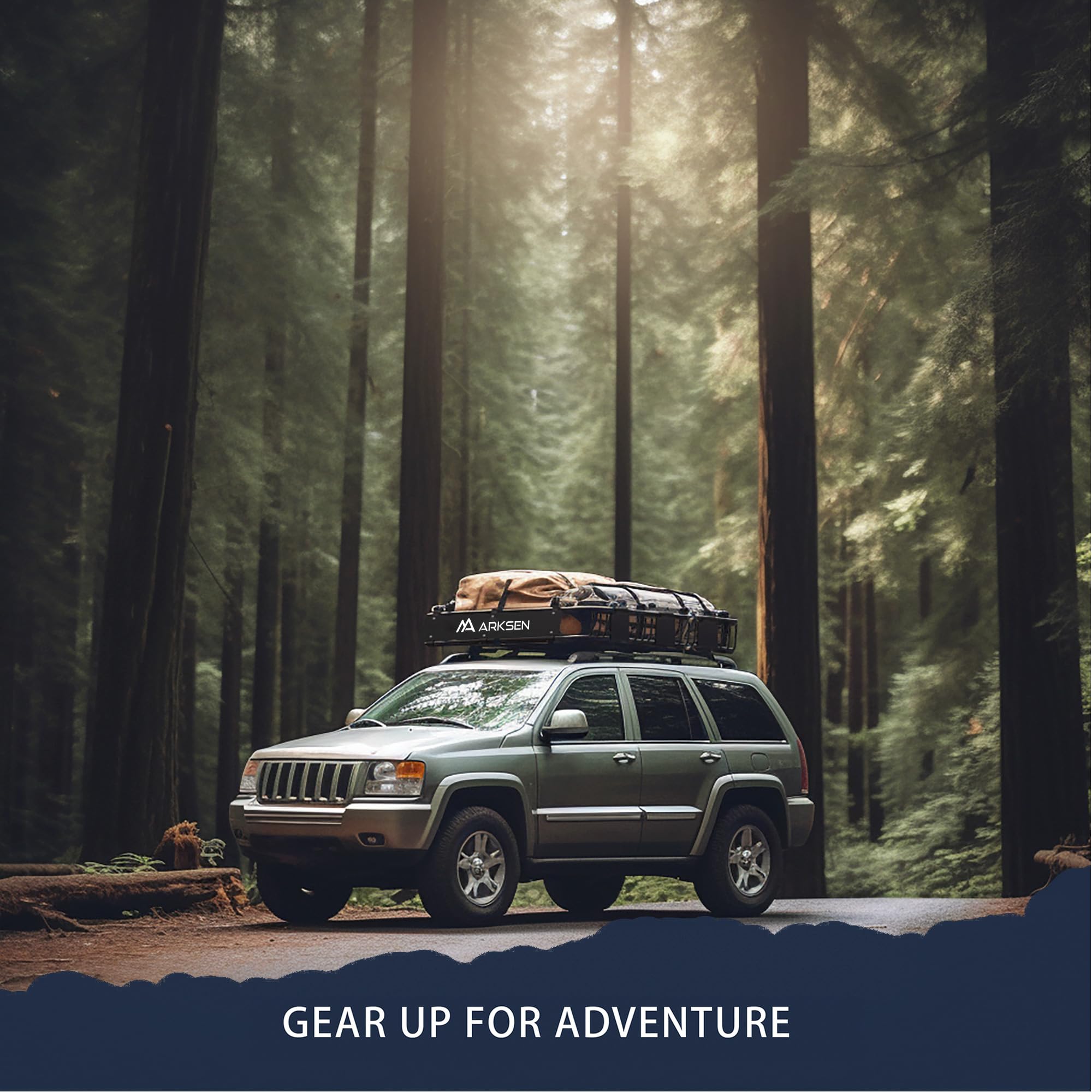ARKSEN Heavy Duty Roof Rack Cargo Carrier 84" with 2 Cargo Nets & Straps, Black, Model 005-TH-RR84+2N+S_CALS