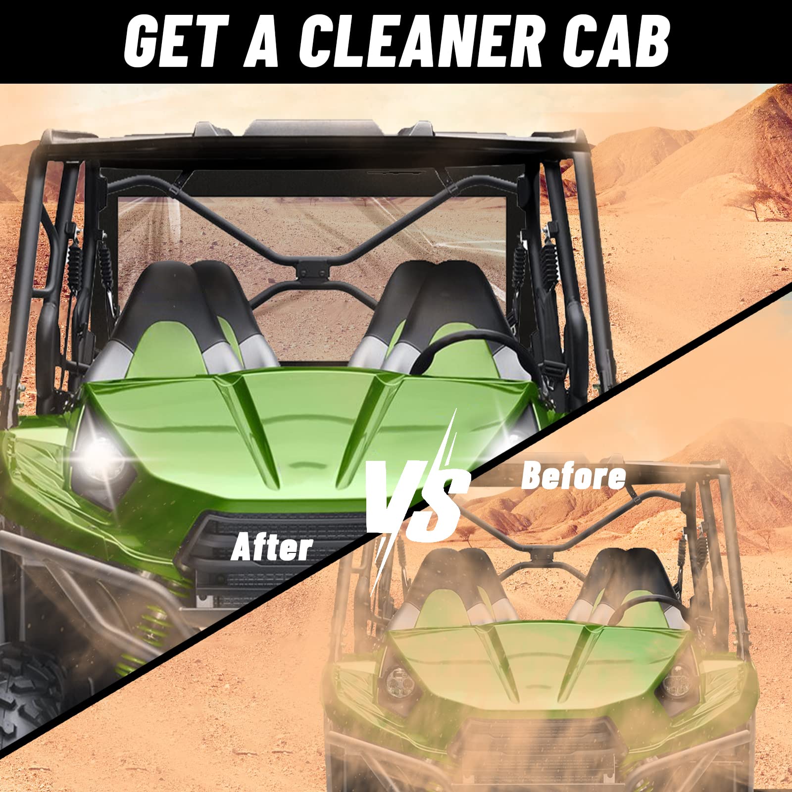 StarknightMT TERYX Soft Rear Window Dust Panel for KAWASAKI TERYX 4 800 (2013-2023) - Clear PVC Rainproof Back Windshield Access