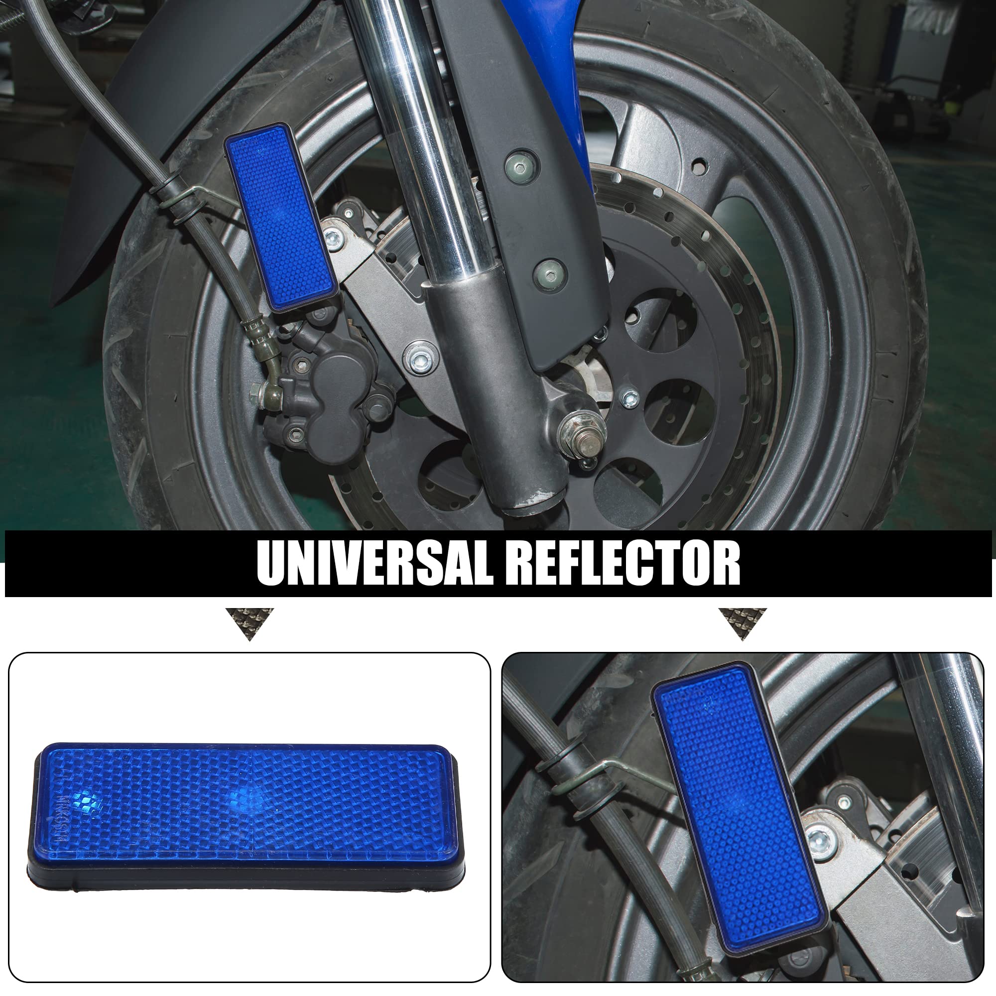 X Autohaux 2 Pcs Universal Rectangle Shape Reflector For Motorcycle Garbage Cans Car Trailer Truck And Bike Blue