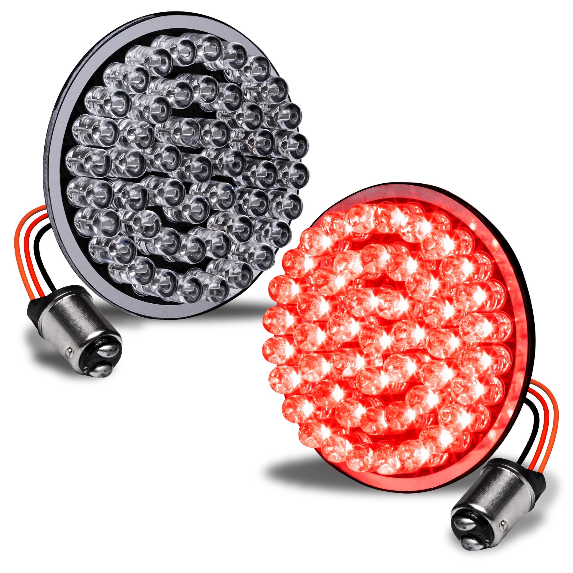True Mods 2'' 1157 Rear Red Led Turn Signal Tail Brake Light For Harley Davidson [Pair Set] [Black-Finish] [Bullet Style] For Sp
