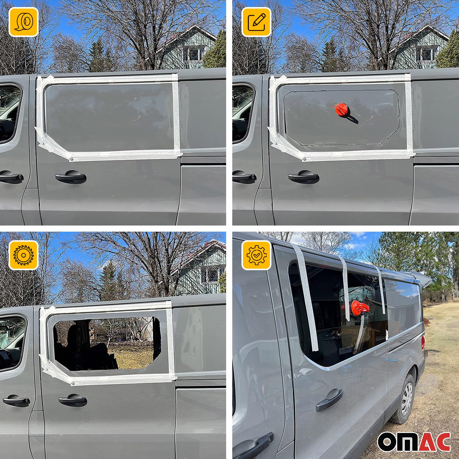 Omac Sliding Window Glass For Ram Promaster 2014-2024 Front Left Side L2 L3 L4 Black