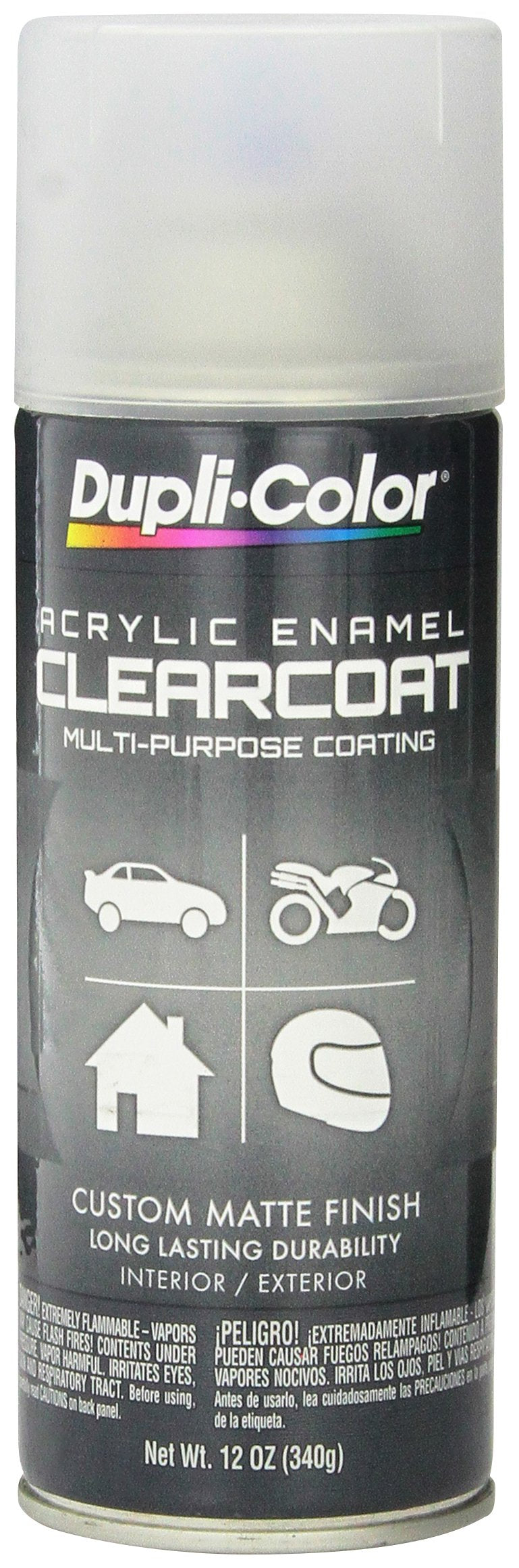 Dupli-Color DA1693 Multi-Purpose Acrylic Enamel Spray Paint, 12 oz, Flat White, Matte Clear Finish, Ideal for Various Surfaces