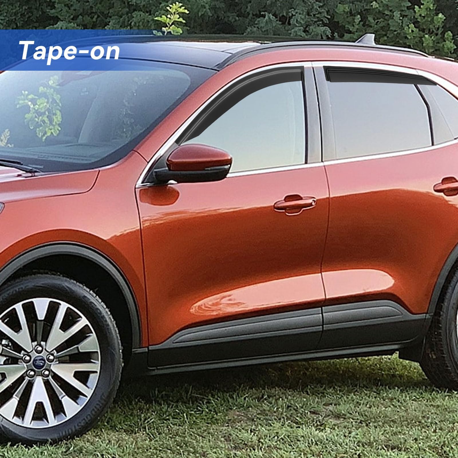 YQAUTEC Window Visors Rain Guards, Smoked Out-Channel Deflectors for 2020-2026 Ford Escape, Model YD-308-P
