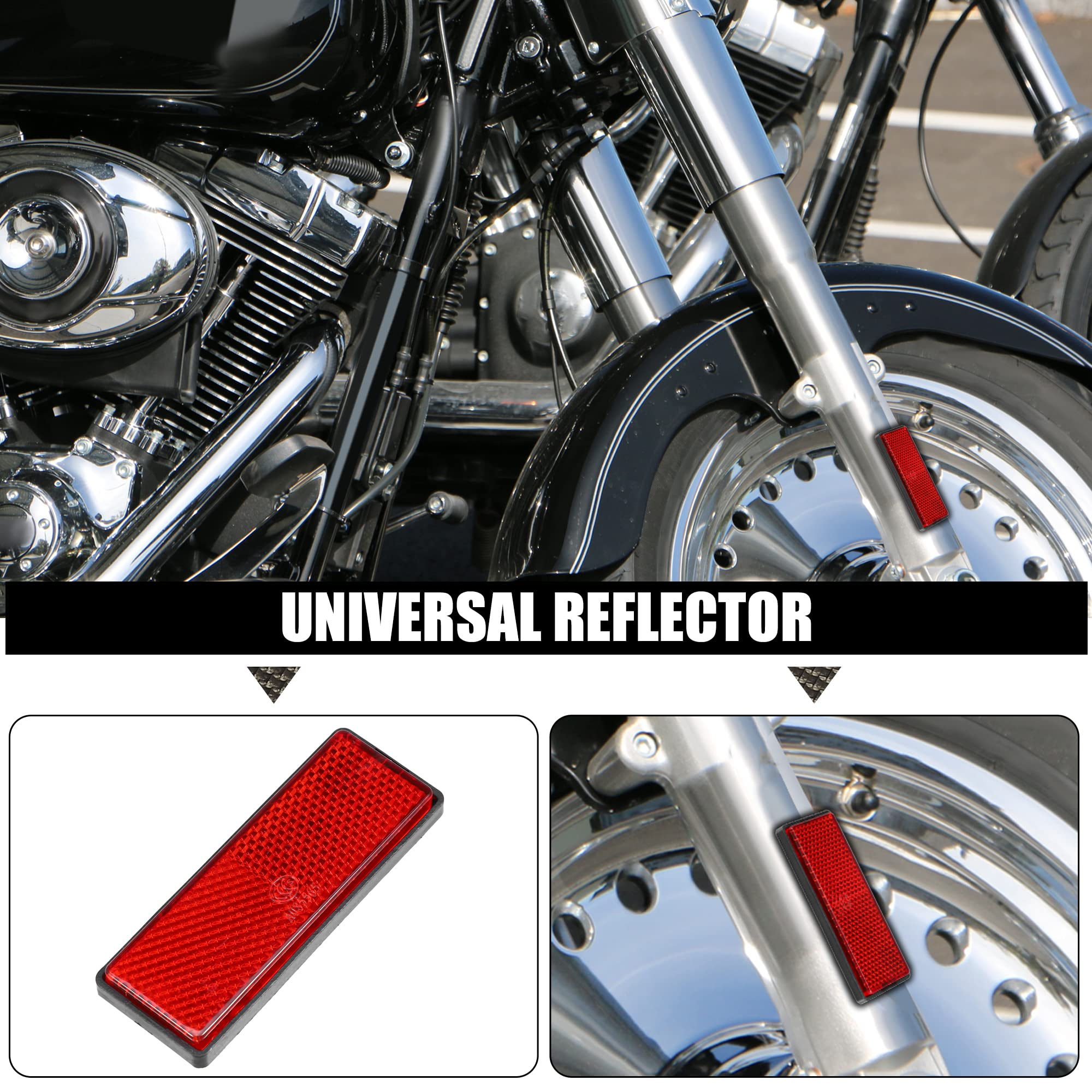 X Autohaux 8 Pcs Rectangular Stick-On Safety Spoke Reflective Self Adhesive Reflector For Gate Posts Cars Trailer Motorcycle Bic