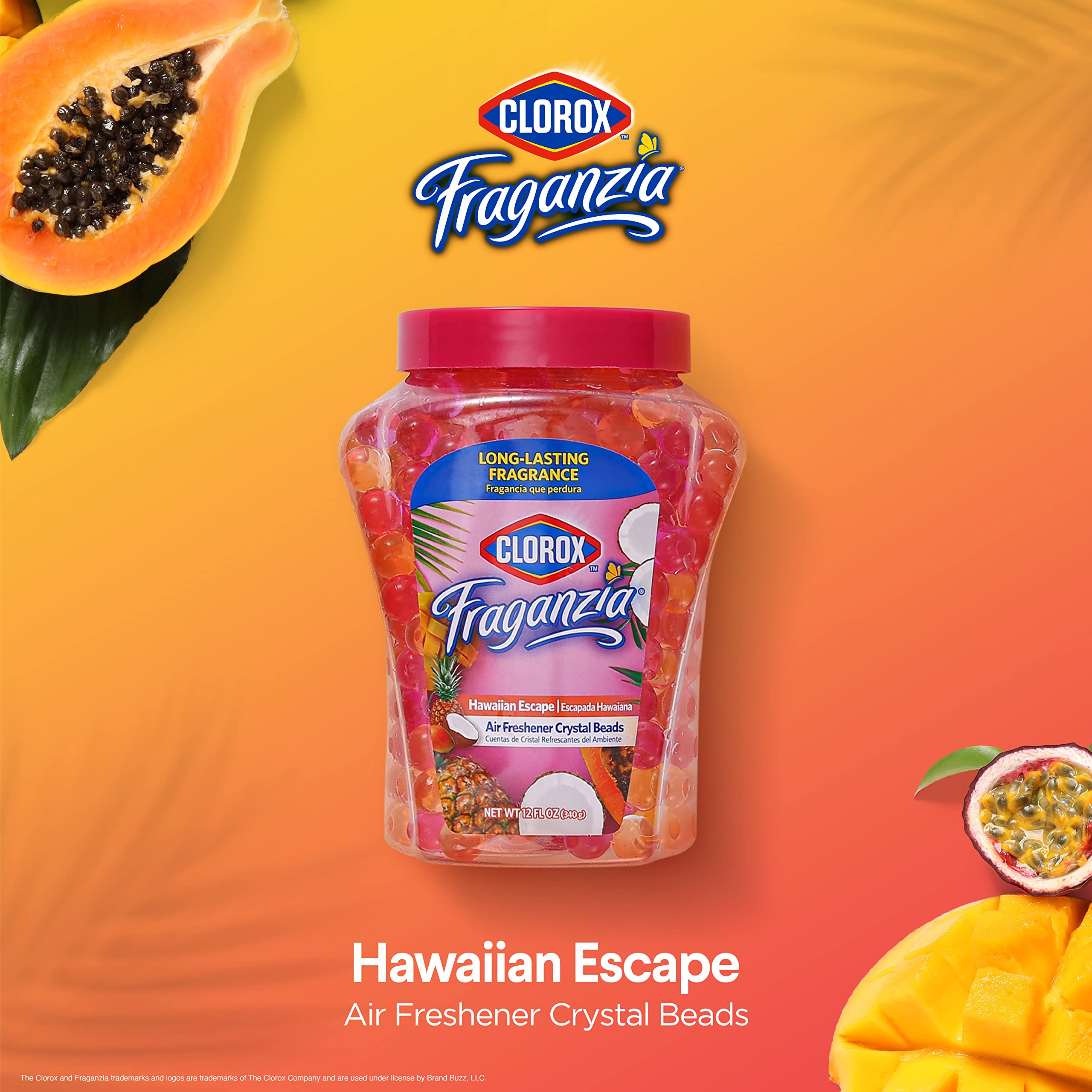 Clorox Fraganzia Air Freshener Beads, 12oz Triple Pack - Fresh Ocean Breeze, Coconut Colada, Hawaiian Escape
