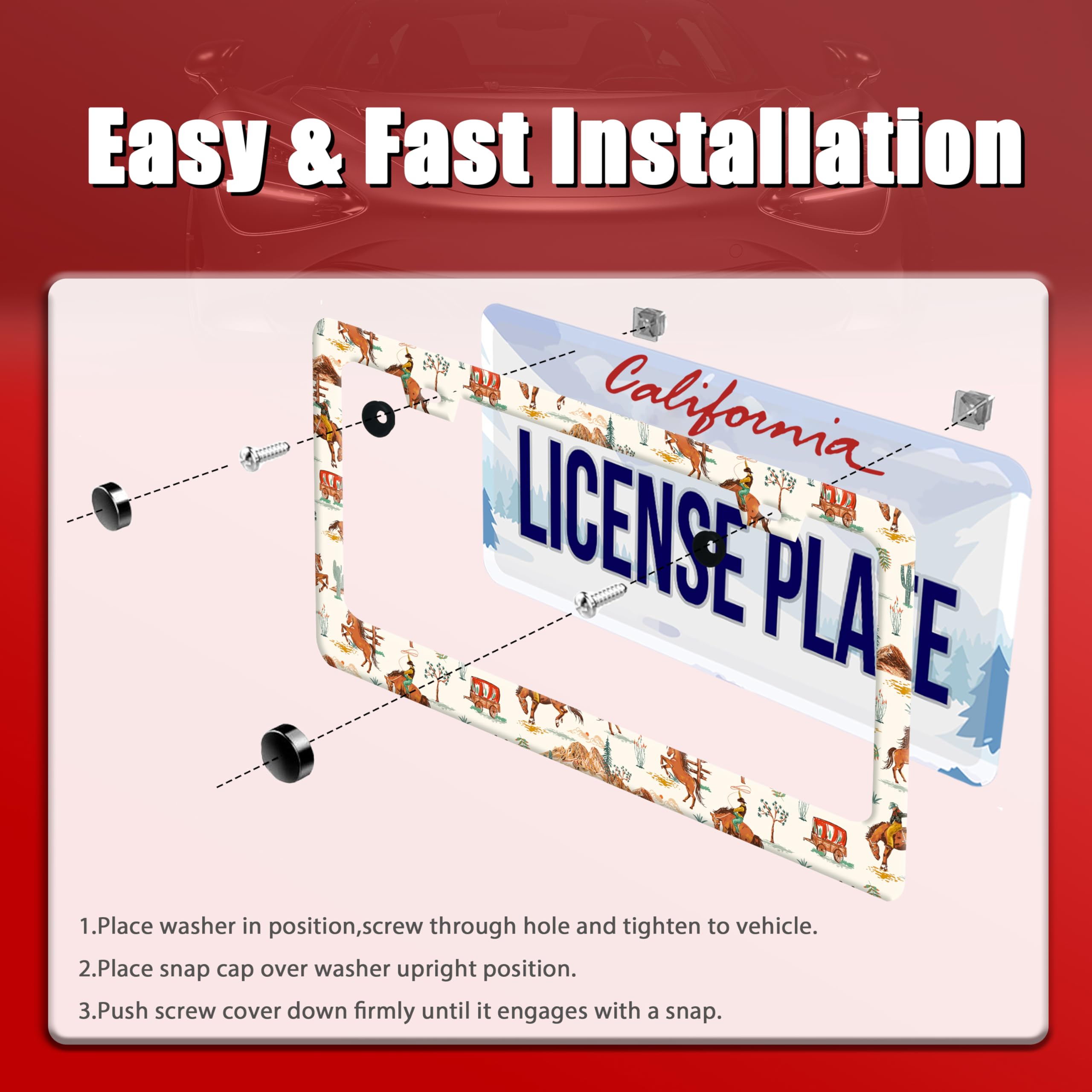 Western Cowboy License Plate Frame Horse Racing License Plate Holder Funny Personalise Car Stainless Stee Decorative Parts for S