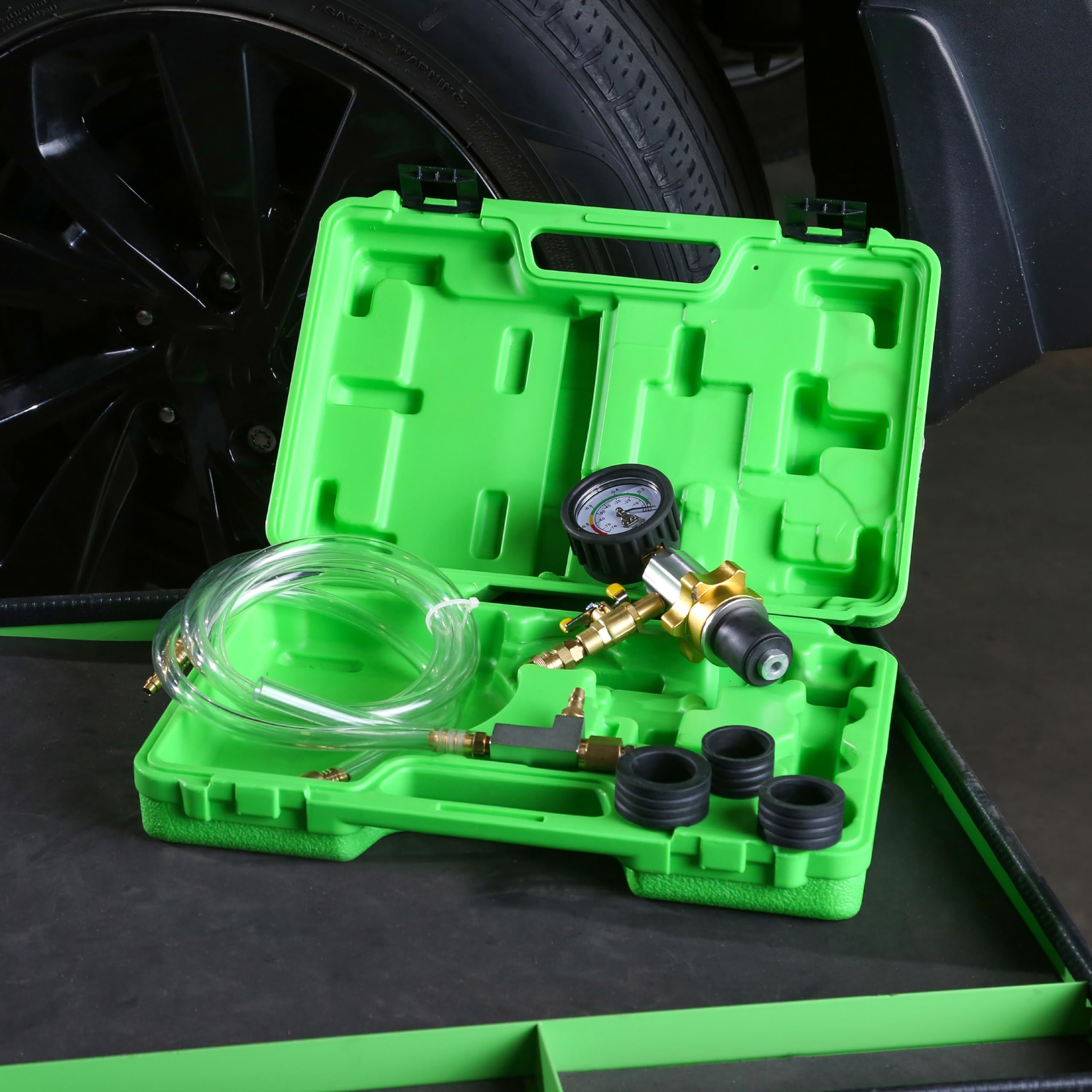 OEMTOOLS Coolant System Refiller Kit - 3 Adapters, Green, Model 27066, Removes Air Trapped, Tests Radiator & Heating Core Lines