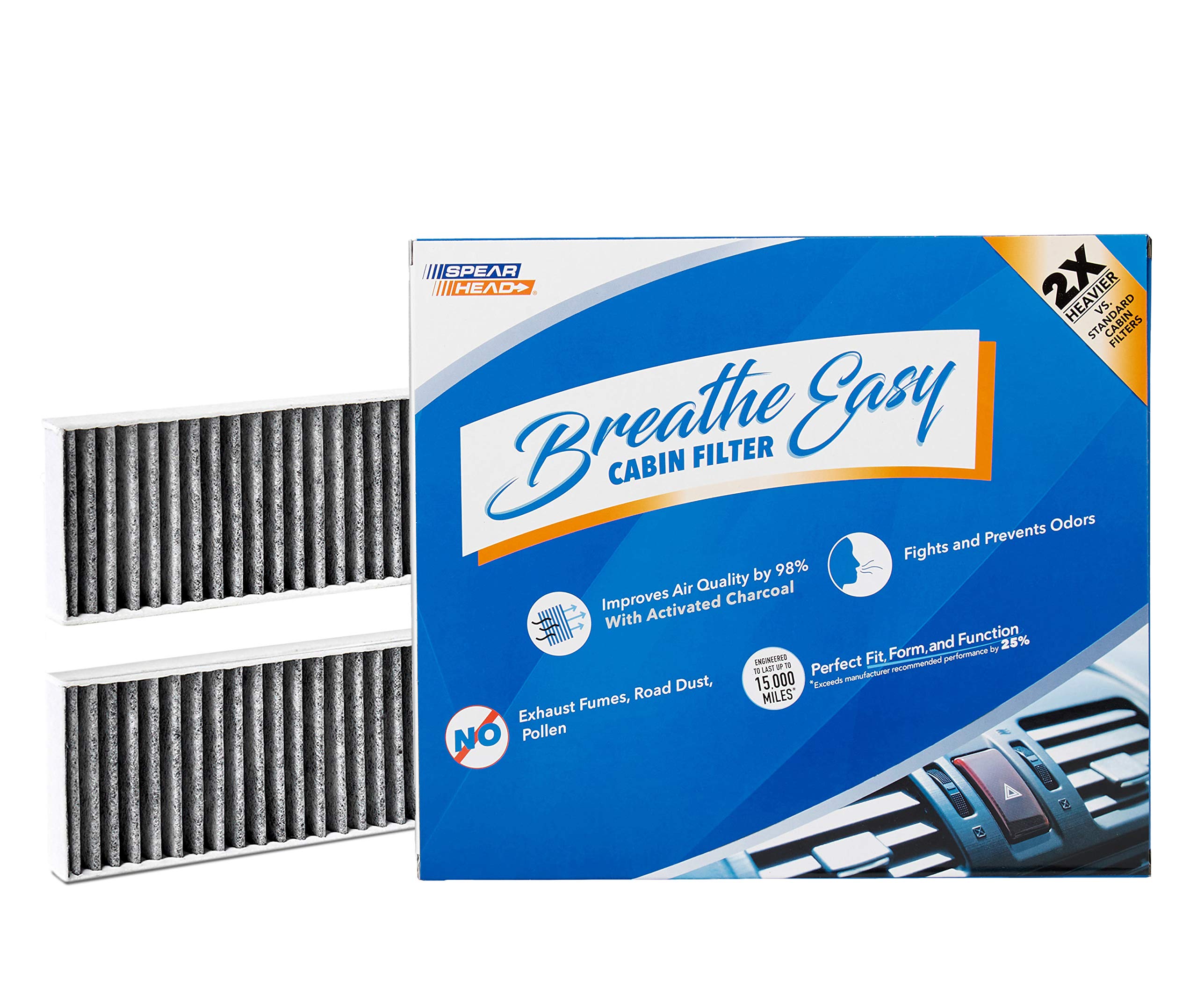Spearhead Odor Defense Breathe Easy Ac & Heater Cabin Filter | Fits 2011-17 Wranger, 2018 Wrangler Jk Like Oem | Up To 25% Longe
