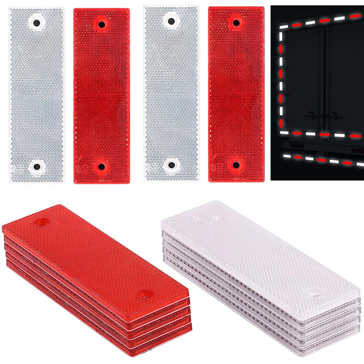 Smseace 16Pcs Safety Reflectors Self Adhesive Trailer Reflectors,Car Reflector,Reflectors For Driveway Used For Truck,Rvs,Motorcycle,Cars,Bus Safety Reflectors
