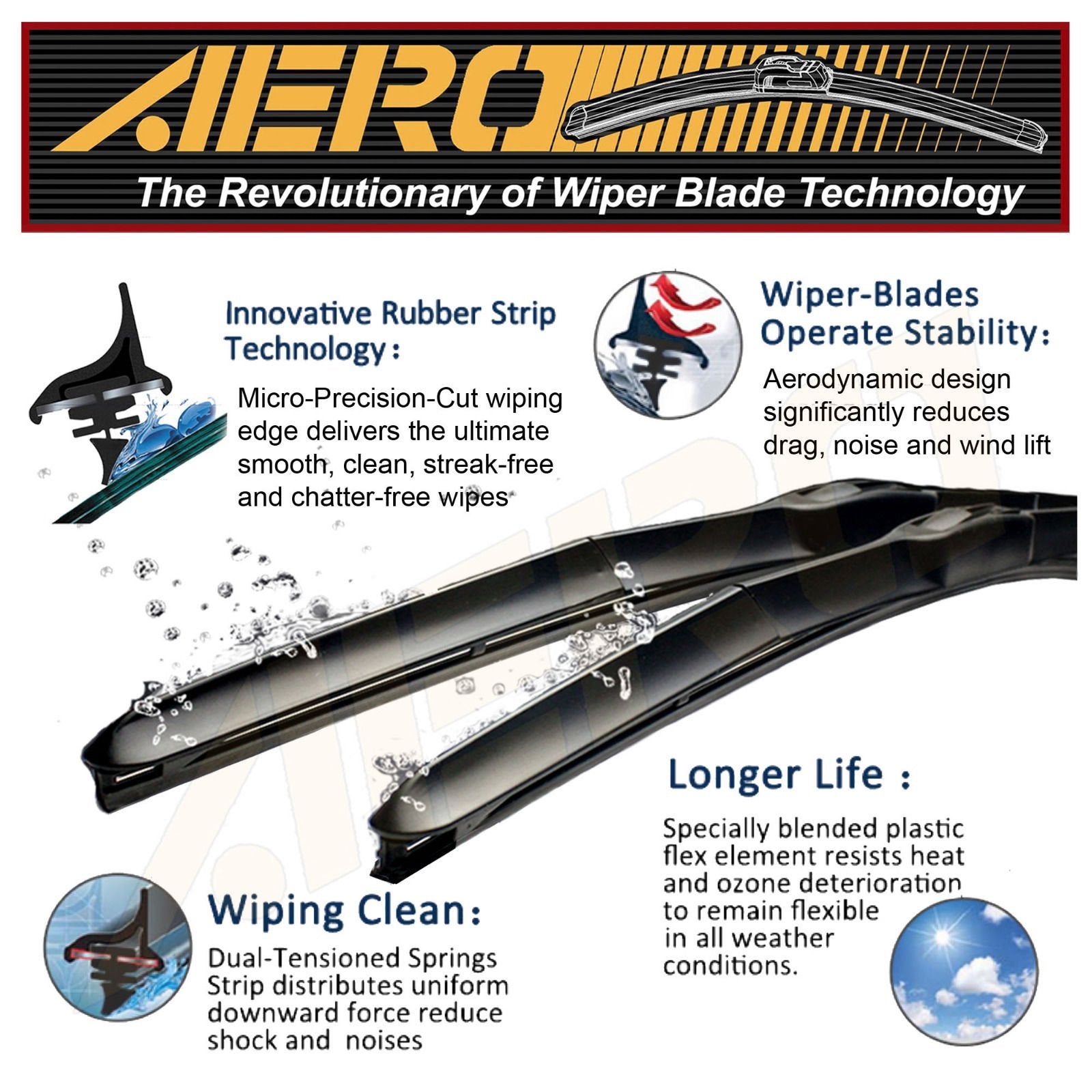 Aero Hybrid 24'' + 18'' Premium Quality All-Season Windshield Wiper Blades (Set Of 2)