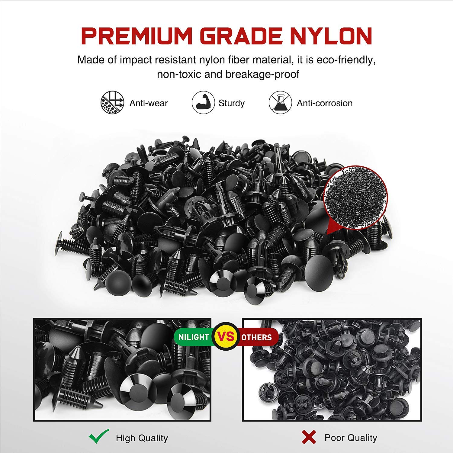 Nilight 240Pcs Bumper Retainer Clips, Car Plastic Rivets Fasteners Remover Push Retainer Kit -Door Trim Panel Clips For Toyota G
