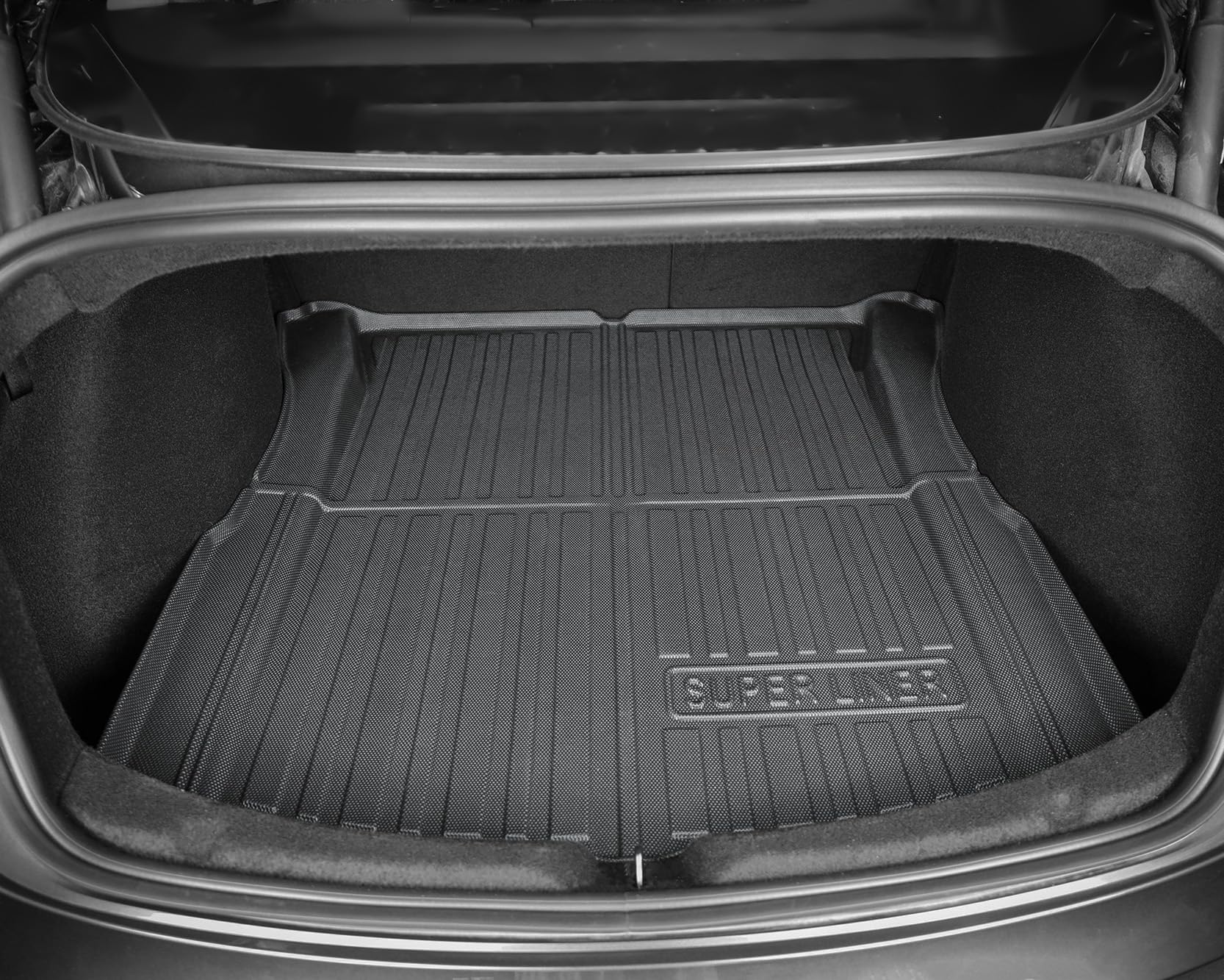SUPER LINER Tesla Model 3 Floor Mats 2024-2026 | Custom Fit 8-Piece All-Weather TPE Set | Cargo Liner & Seatback Mats