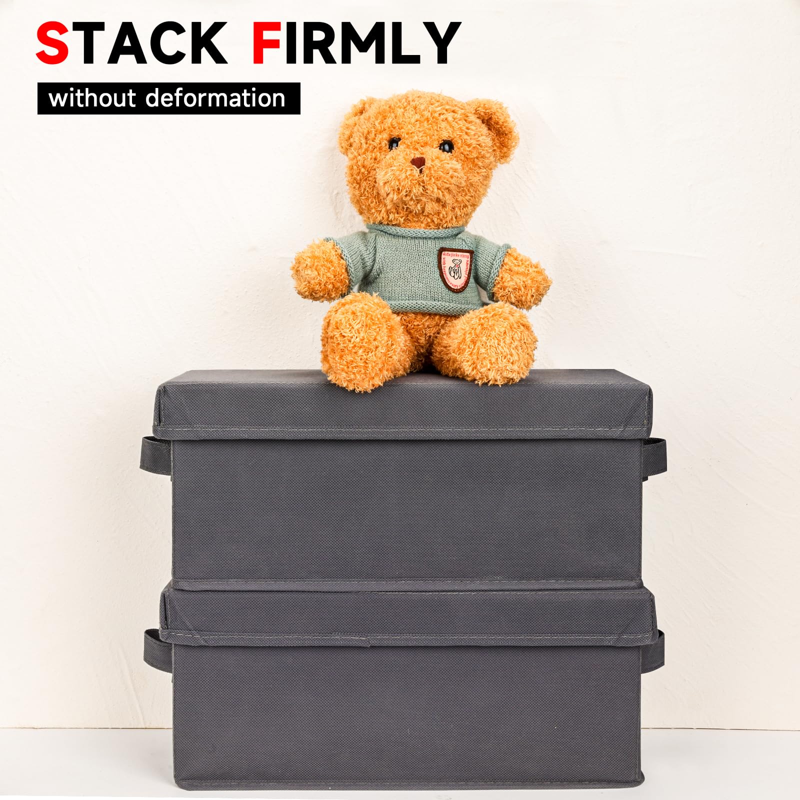 NUSWOR CD Storage Box - Stackable Organizer, Holds 70 Jewel Cases, 2-Pack, Grey, 14.37x5.5x6.3 Inches, Thickened Non