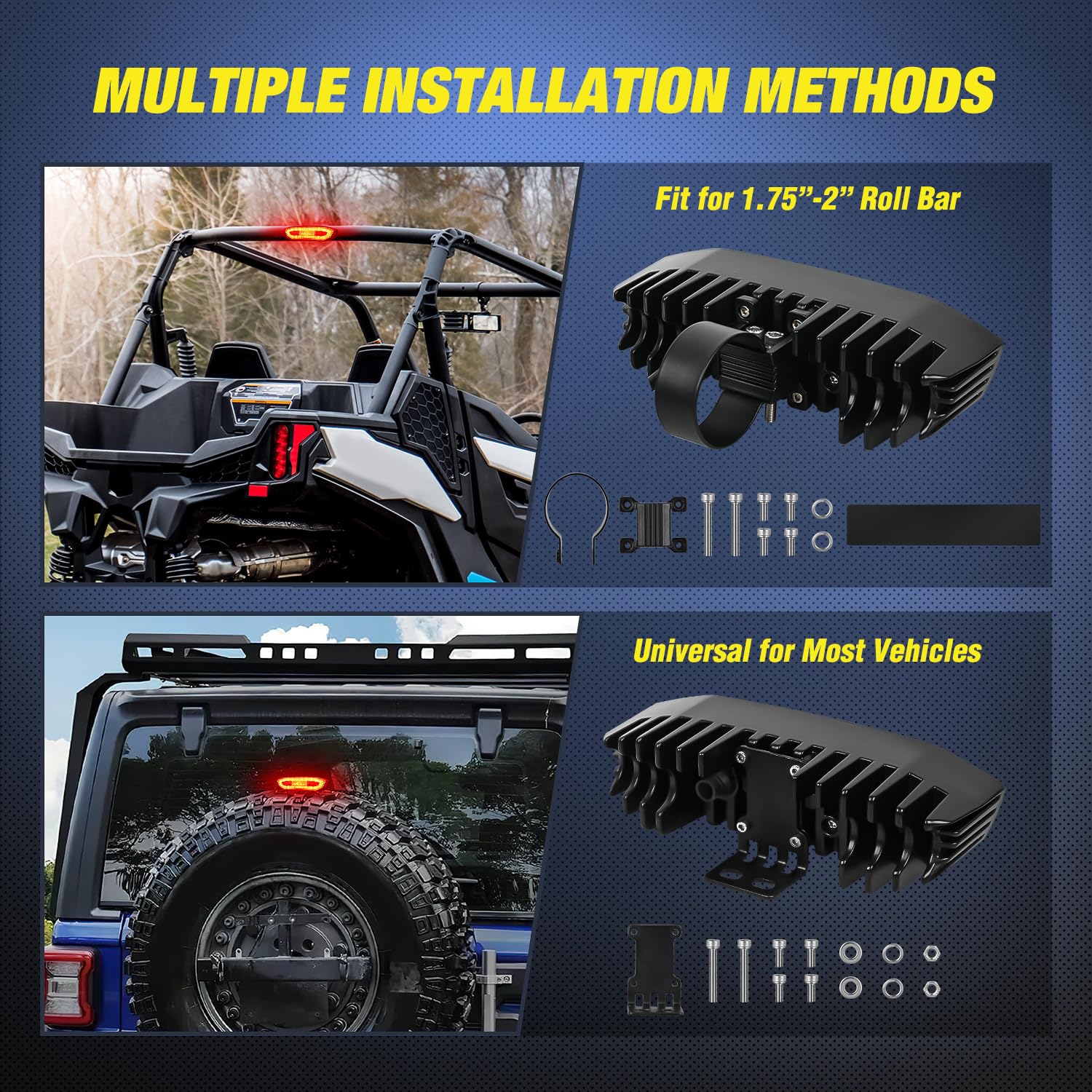 Nilight Utv Led Chase Brake Light Universal 1.75   -2.0    Roll Bar Mount Running Strobe Reverse Cargo Lights For Atv Can-Am Pol