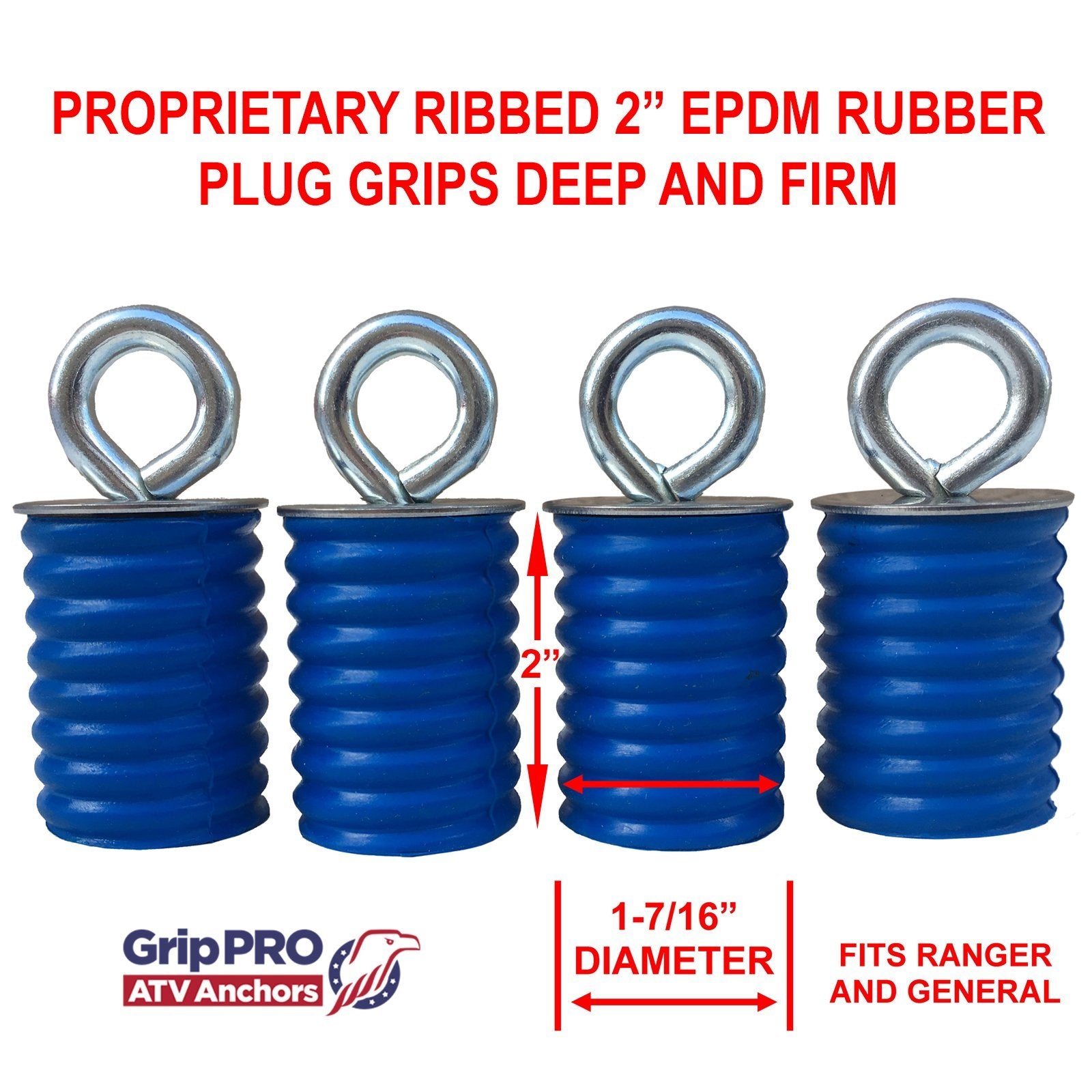 Grippro Atv Anchors To Fit Polaris Ranger Lock & Ride Atv Tie Down Anchors - Set Of 4 Anchors Also Made To Fit Polaris General -