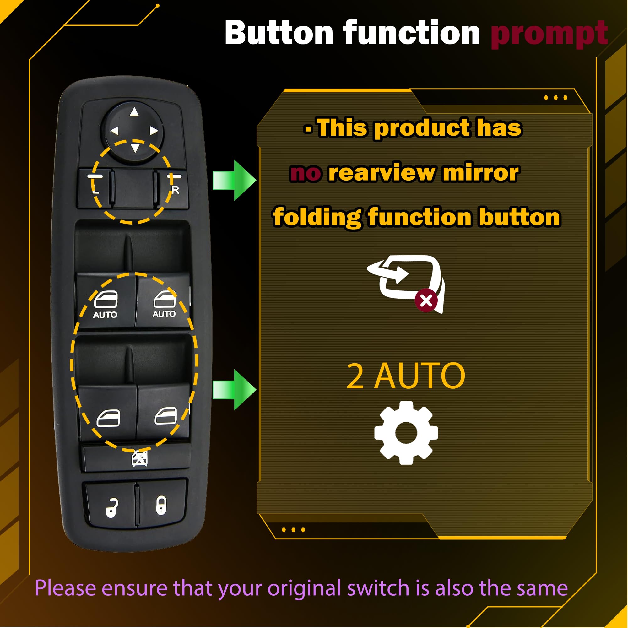 Zaposts Master Power Window Switch For 2011-2014 Dodge Charger,2011-12 Crysler 300,2015-17 Crysler 200.2016 Dodge Ram 1500,2500,