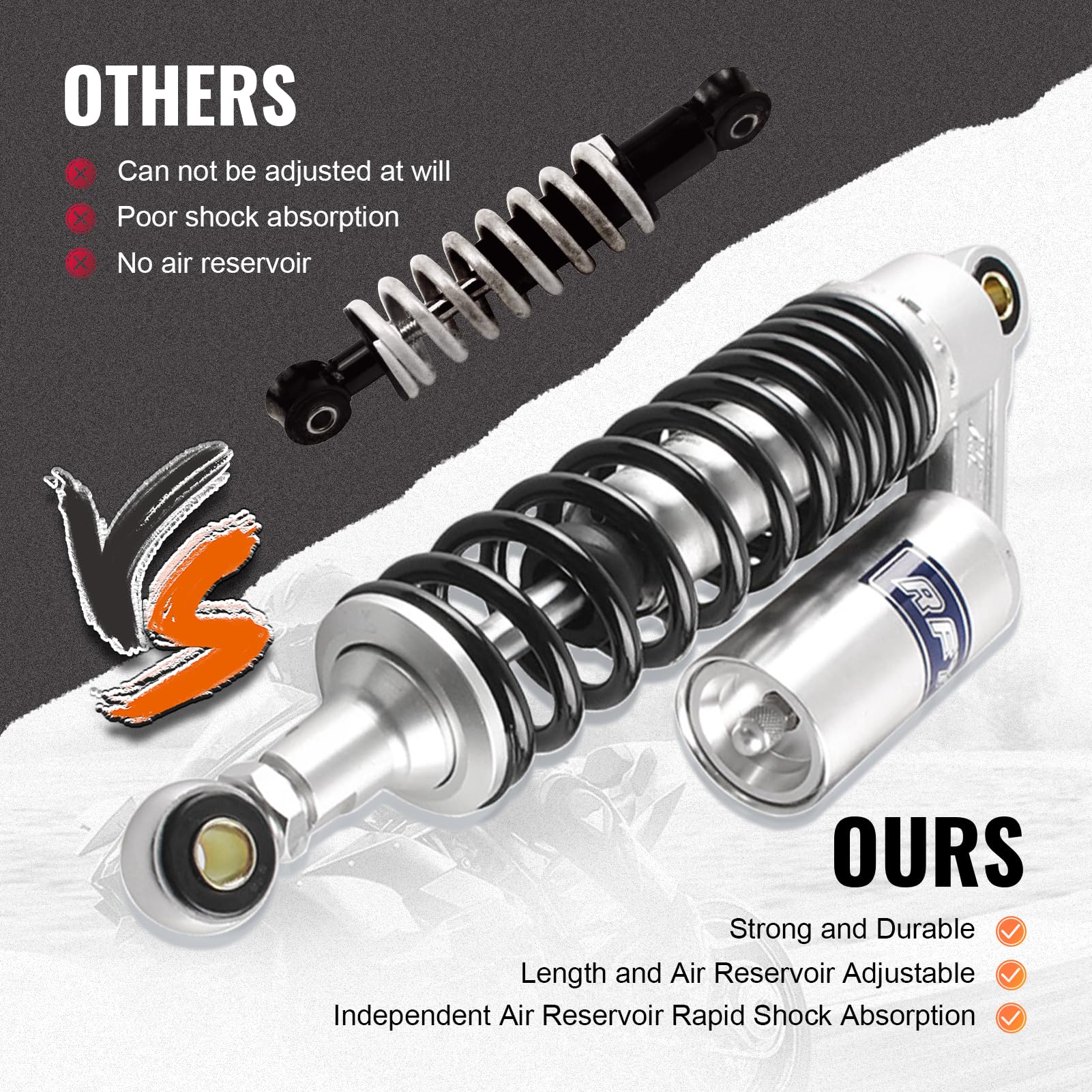 Newsmarts 1 Pair Adjustable 12.5'' 320Mm Motorbike Air Shock Absorbers Replacement For Honda For Suzuki For Yamaha For Kawasaki