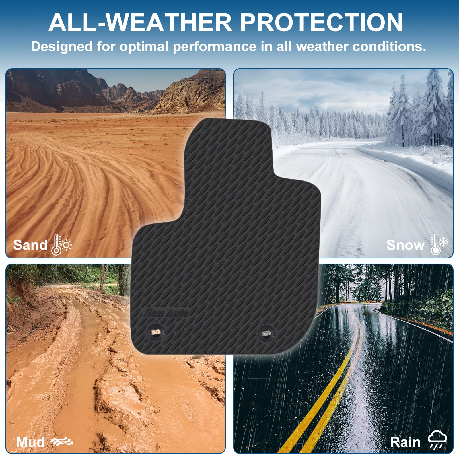 San Auto Car Floor Mats Custom Fit for Honda HR-V 2015 2016 2017 2018 2019 2020 2021 2022 Black Red Rubber Car Floor Liners Set