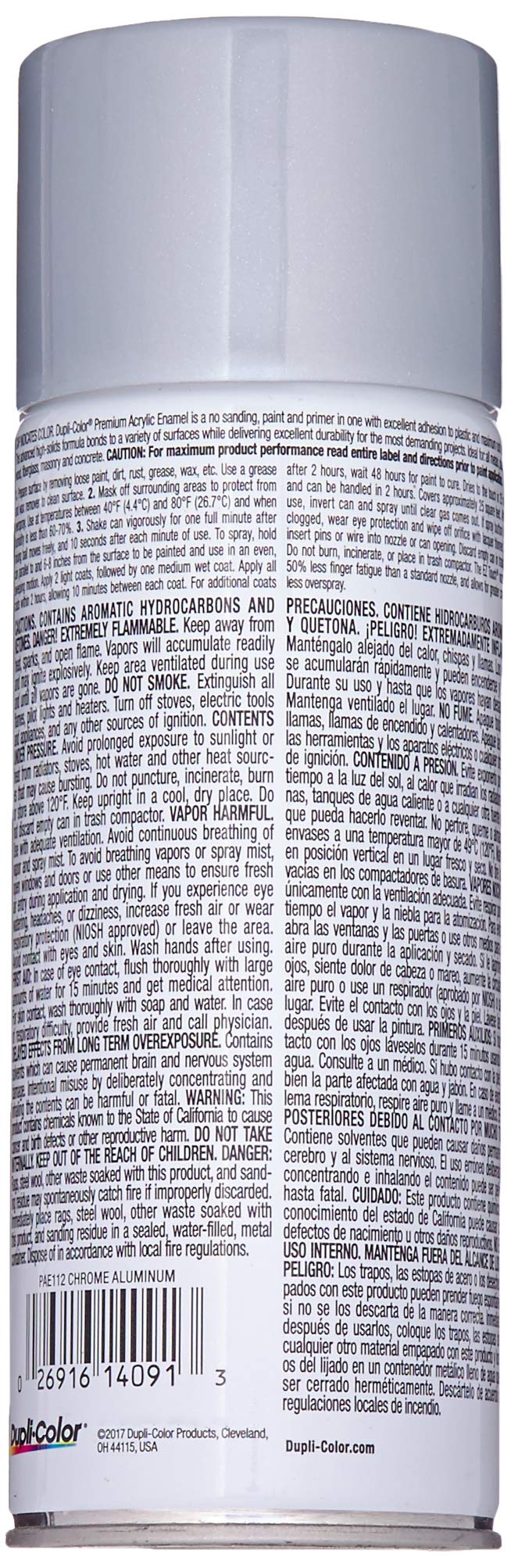 Dupli-Color Premium Acrylic Enamel Spray Paint - Chrome Aluminum - 12 oz Aerosol Can - Model EPAE11200
