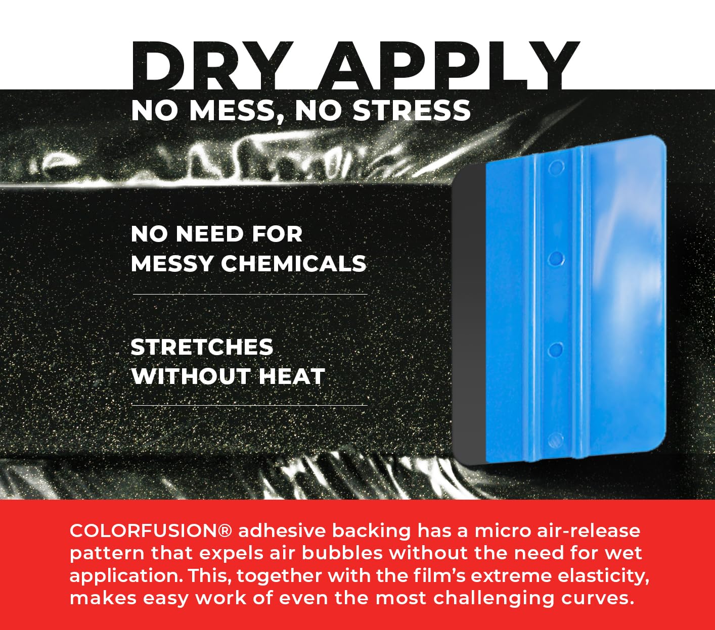 Colorfusion Ppf By Vvivid, Gloss Metallic Black Dry Apply Ppf Vinyl Car Wrap Roll 1Ft X 5Ft