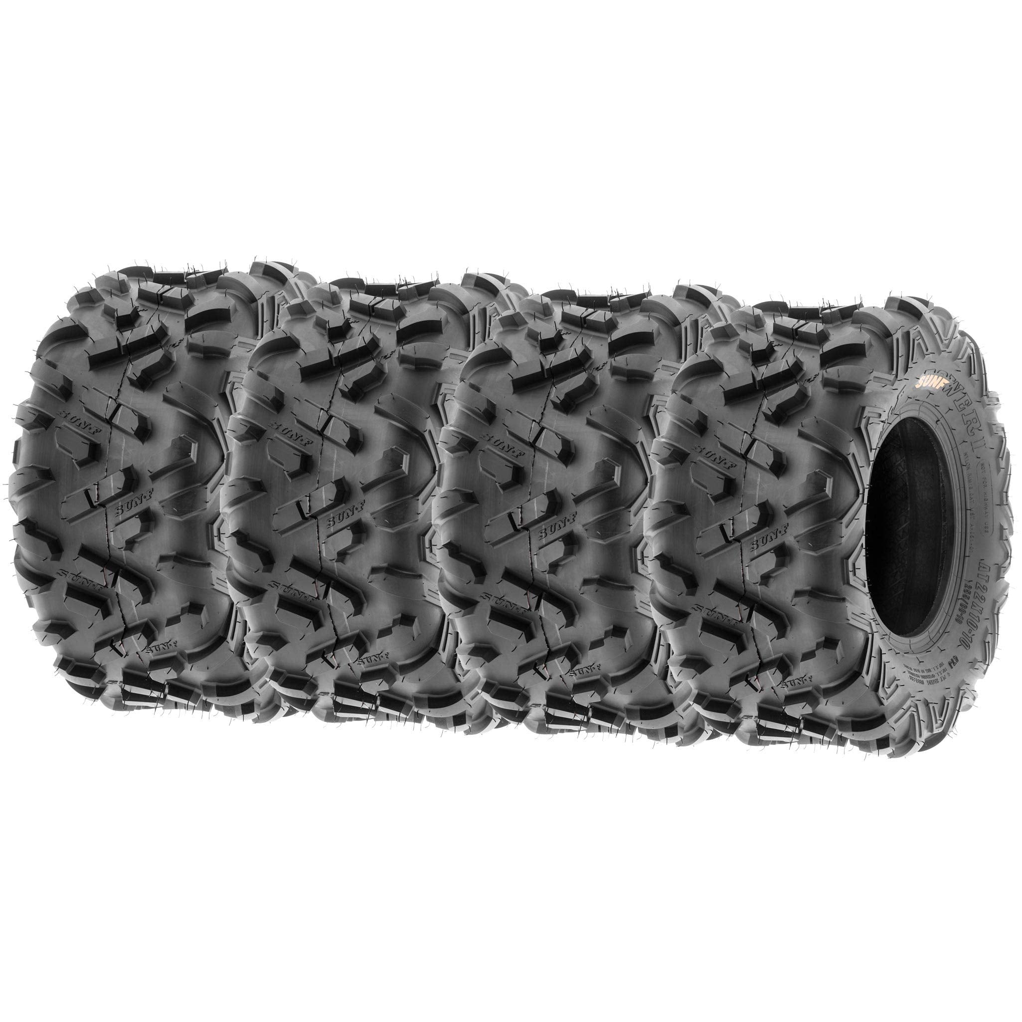 Set Of 4 Sunf Power.Ii Atv Utv Tires 26X9-12 Front & 26X11-12 Rear, All-Terrain Off Road, 6 Pr, A051