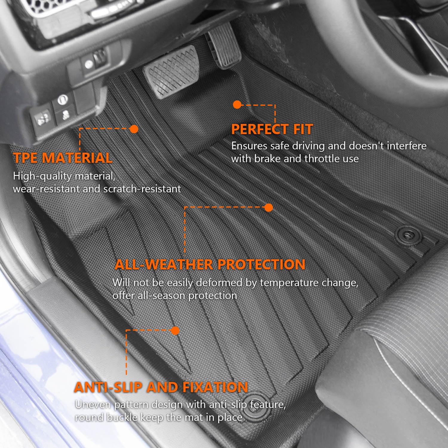 Powoq Floor Mat Compatible With 2022-2025 Honda Civic Hatchback Cargo Mat Tpe Trunk Cargo Liner Backrest Floor Liner Replacement