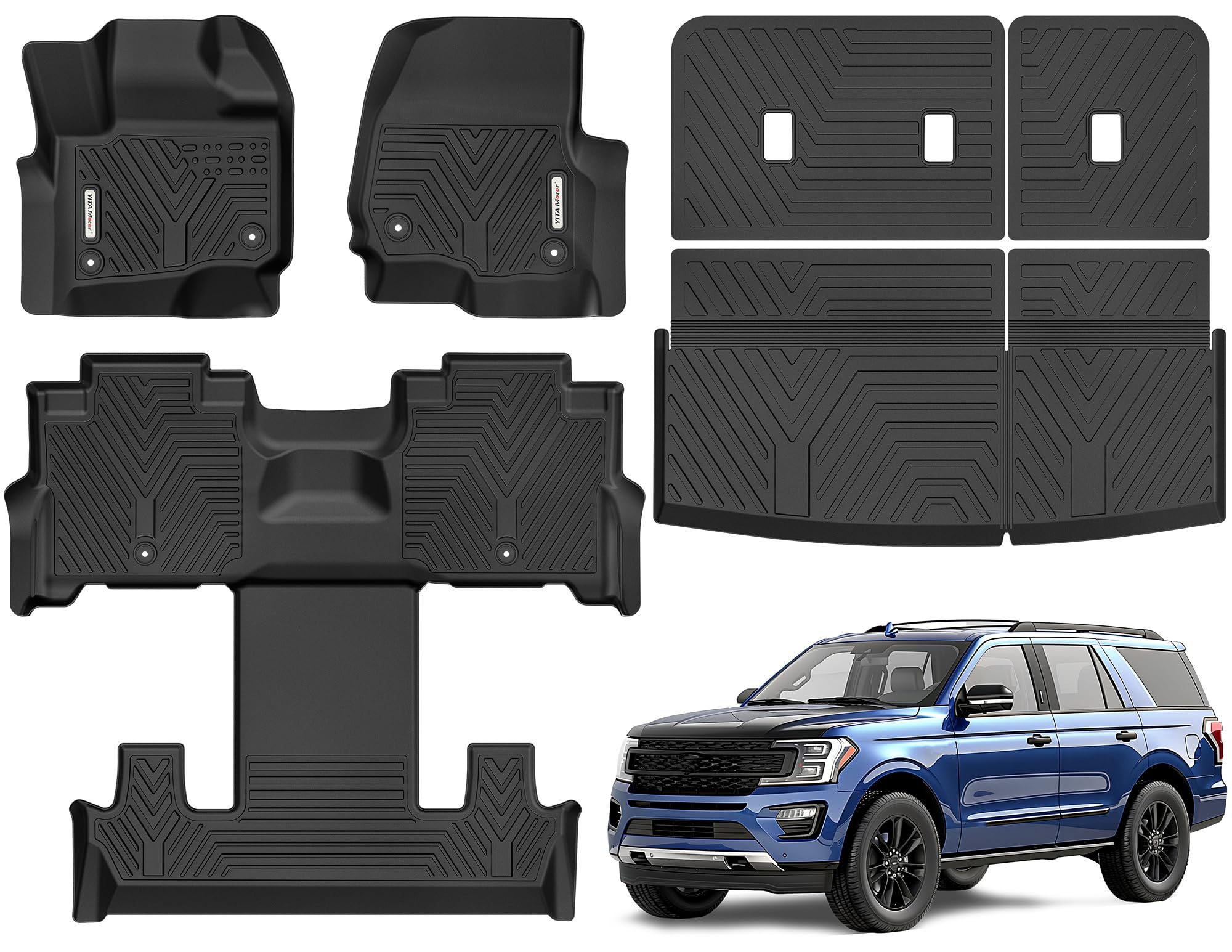 YITAMOTOR Floor Mats for Ford Expedition 2018-2024 7-Seater (Not for Max Model), Custom Fit All Weather TPE Mat, 18-24 Ford Expe