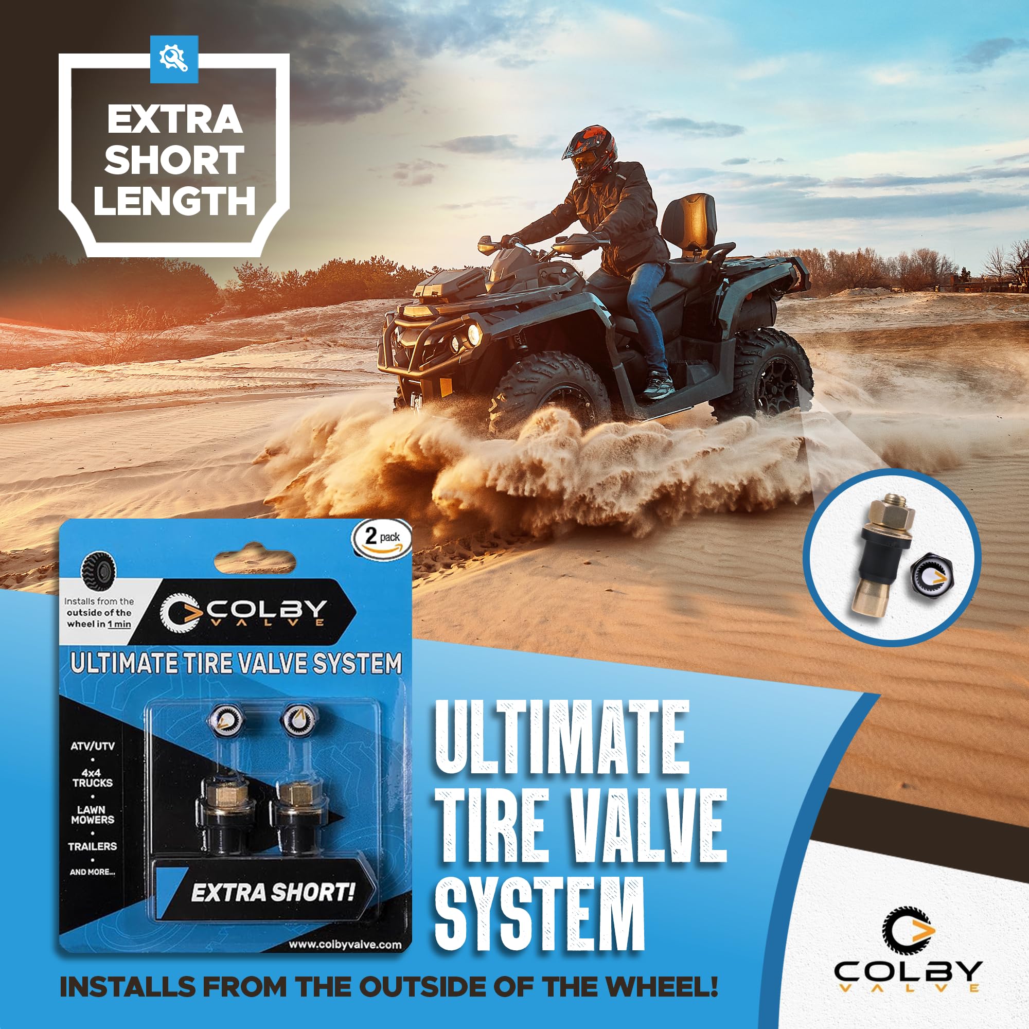 Colby Valve Ultimate Permanent Tire Valve Stem Replacement System | Valve Stem Short | No Need to Remove Tire | Tire Valve Stem