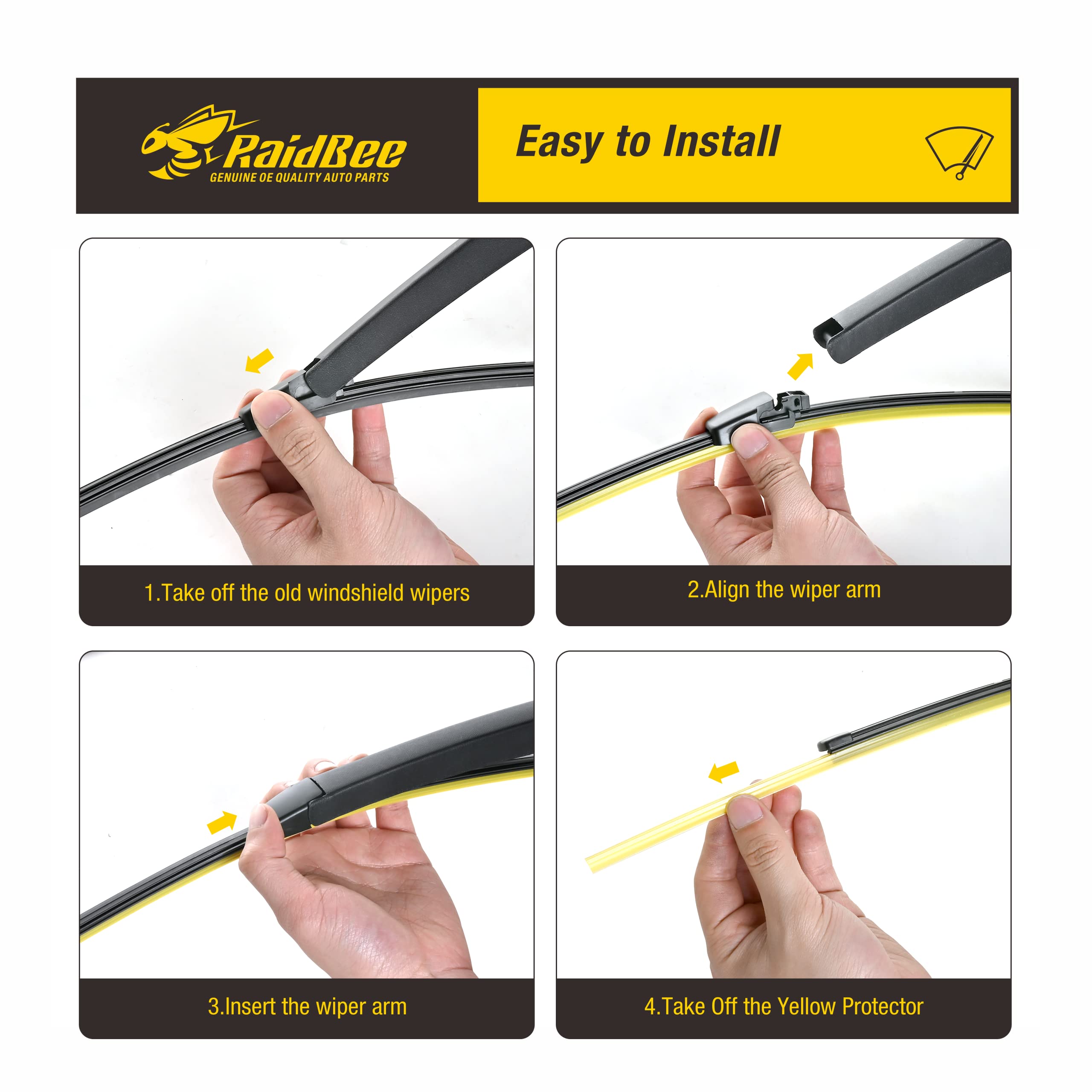 Raidbee Oem Windshield Wipers Blades Replacement For Ford Escape 2013-2019 Front & Rear Wipers Front And Rear Windshield Wipers