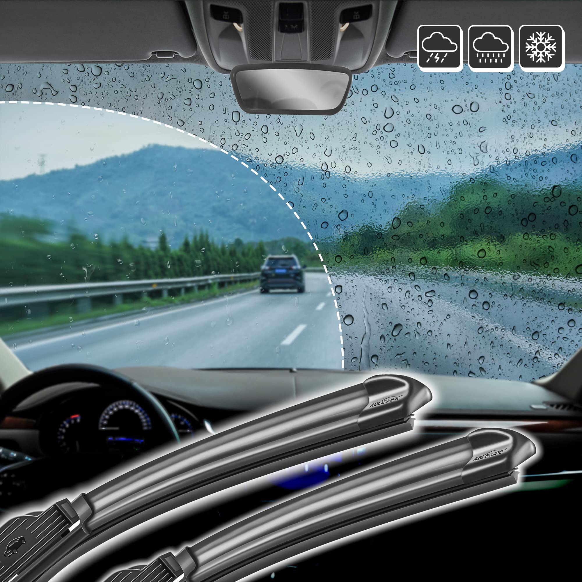 Ablewipe Windshield Wiper Baldes, 28 + 21 Front Window Wiper Blades Model: 18O13B (Set Of 2)