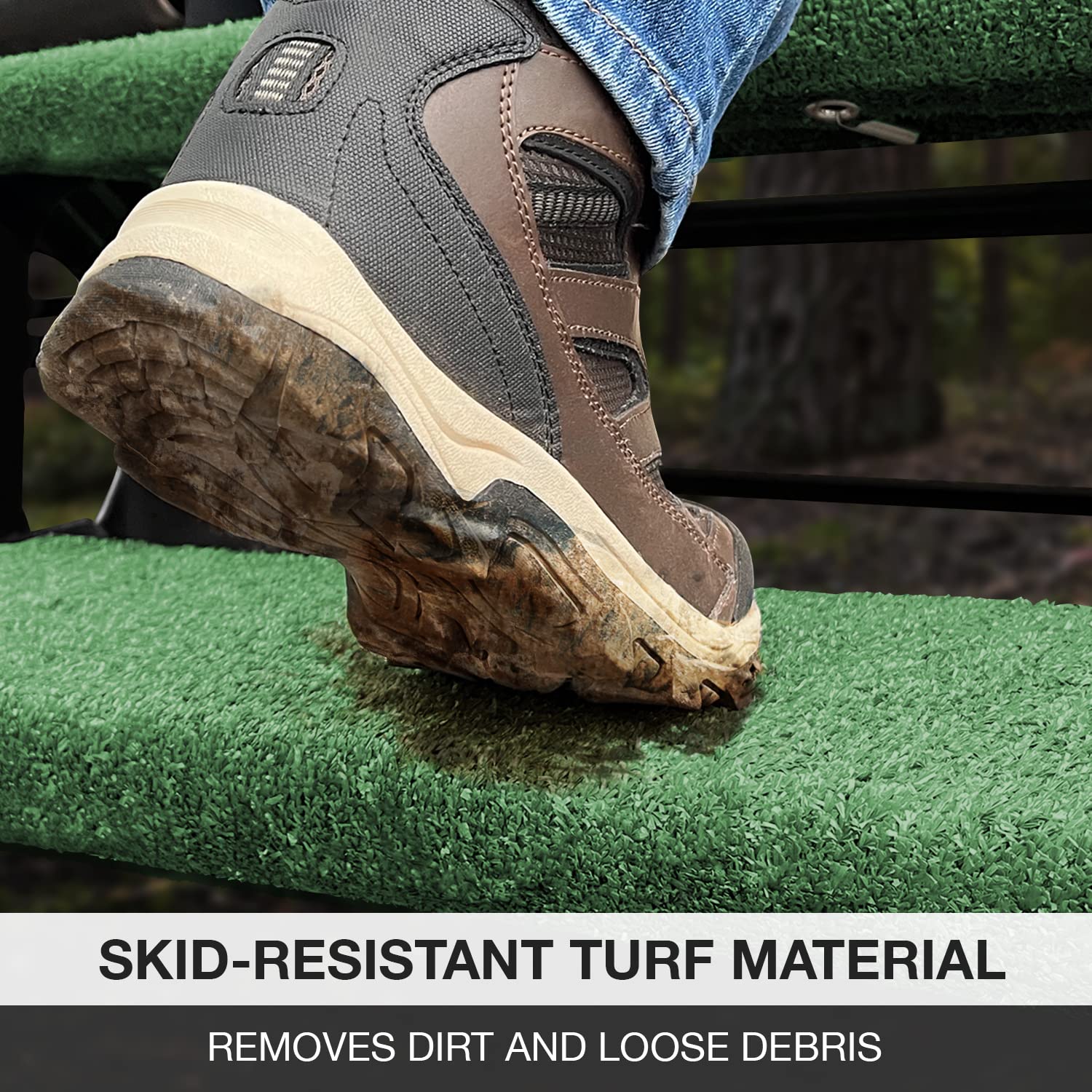 Prest-O-Fit 2-0058 Jumbo Wraparound + Plus Rv Step Rug Green 23 In. Wide