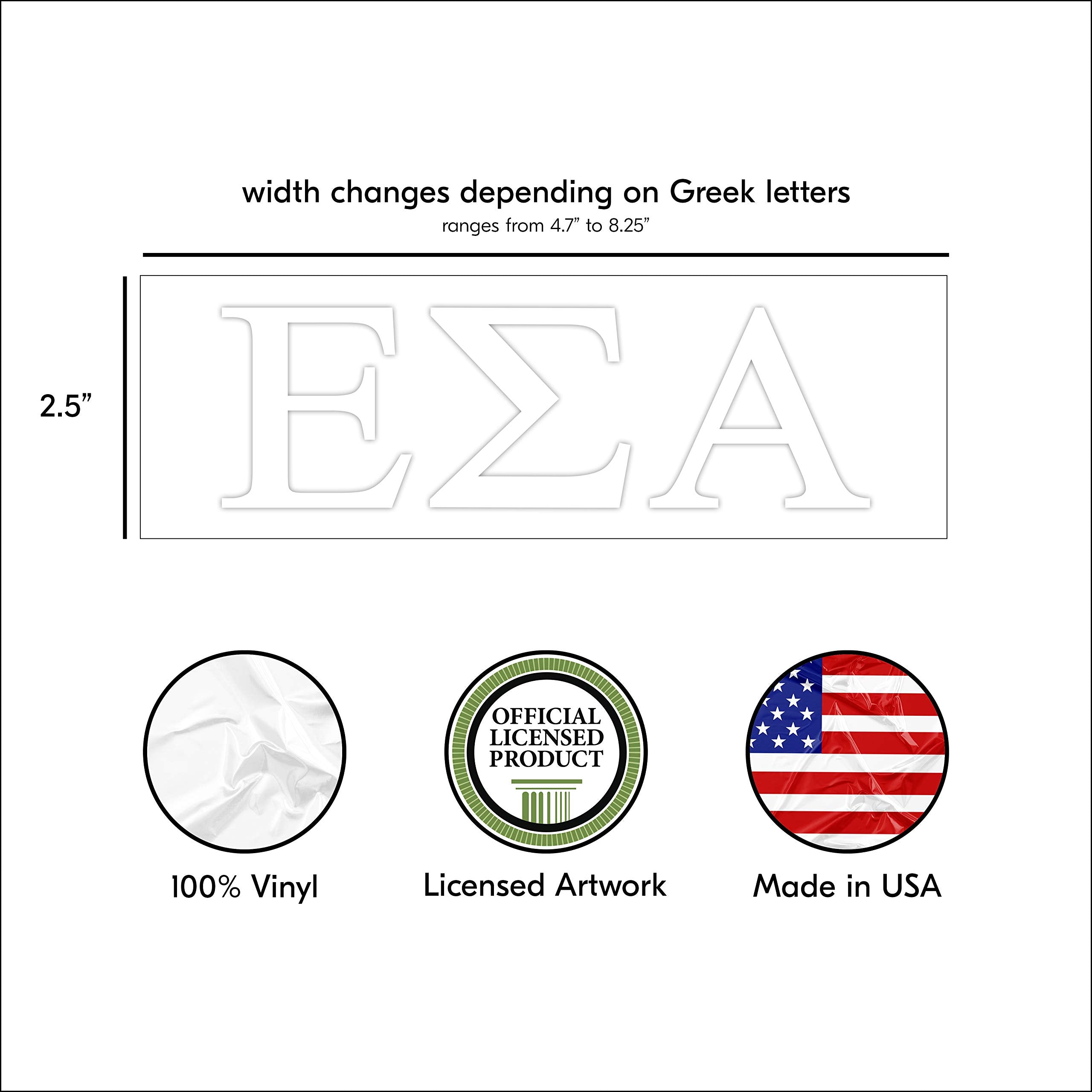 Pro-Graphx Epsilon Sigma Alpha Greek Sorority Sticker Decal, 2.5 Inches Tall, White