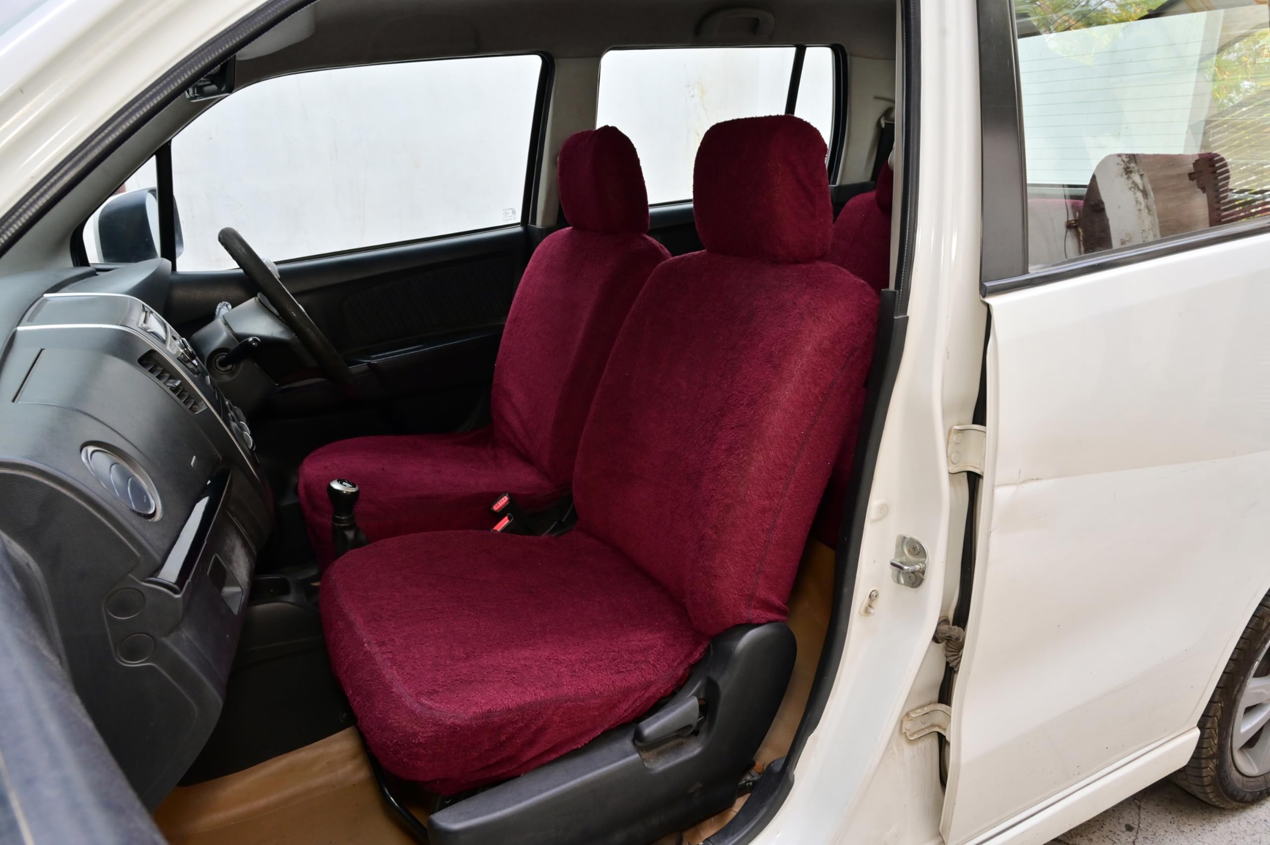 Atist Cotton car seat Cover for Kwid (Towel Type)(Cotton)(Elastic Fitting for Easy Installation) (Maroon)