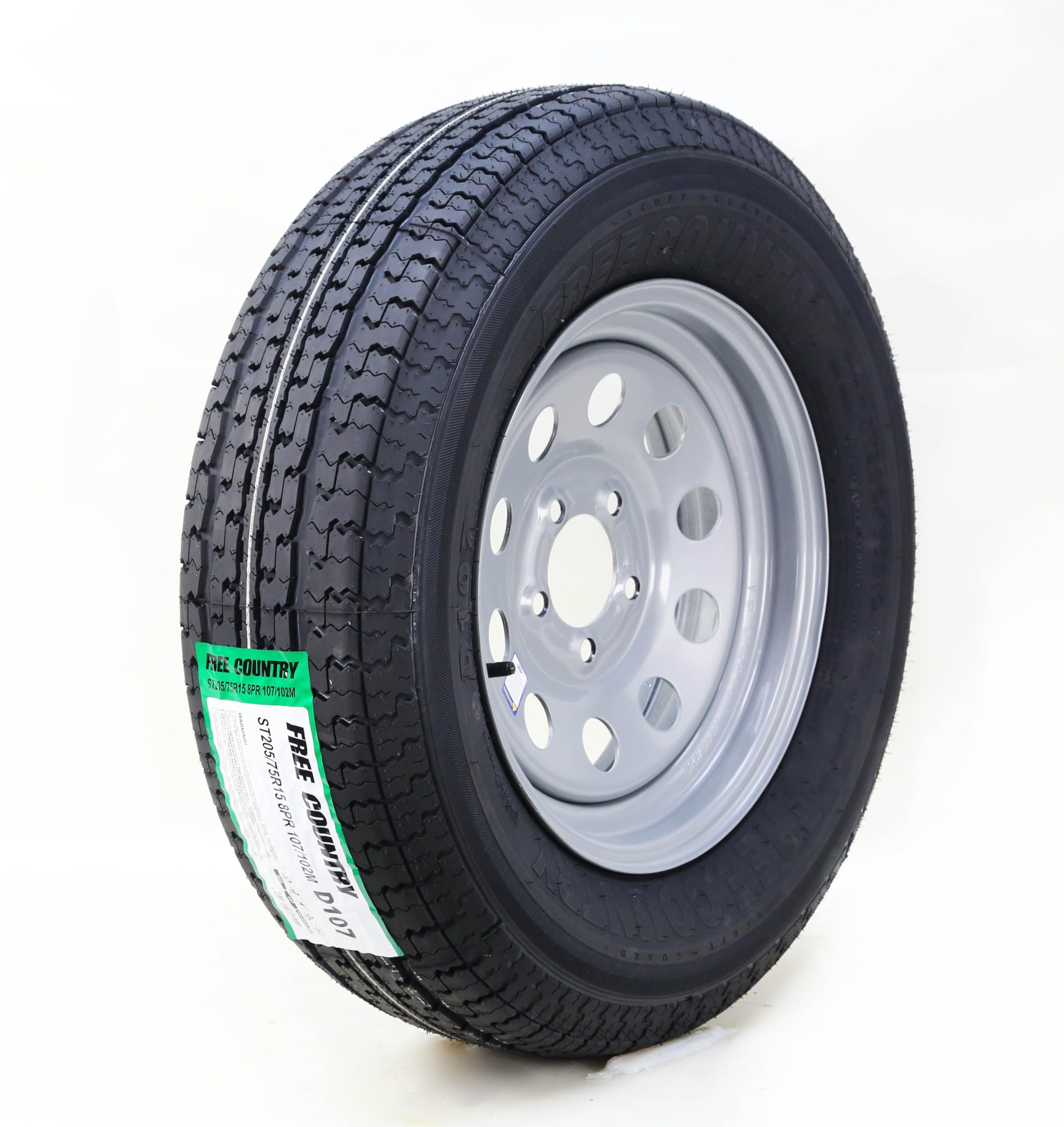 Free Country Trailer Tire Wheel Assembly ST175/80R13 8-Ply D 97M 5 Lug on 4.5 '' PCD Silver Mod Rim