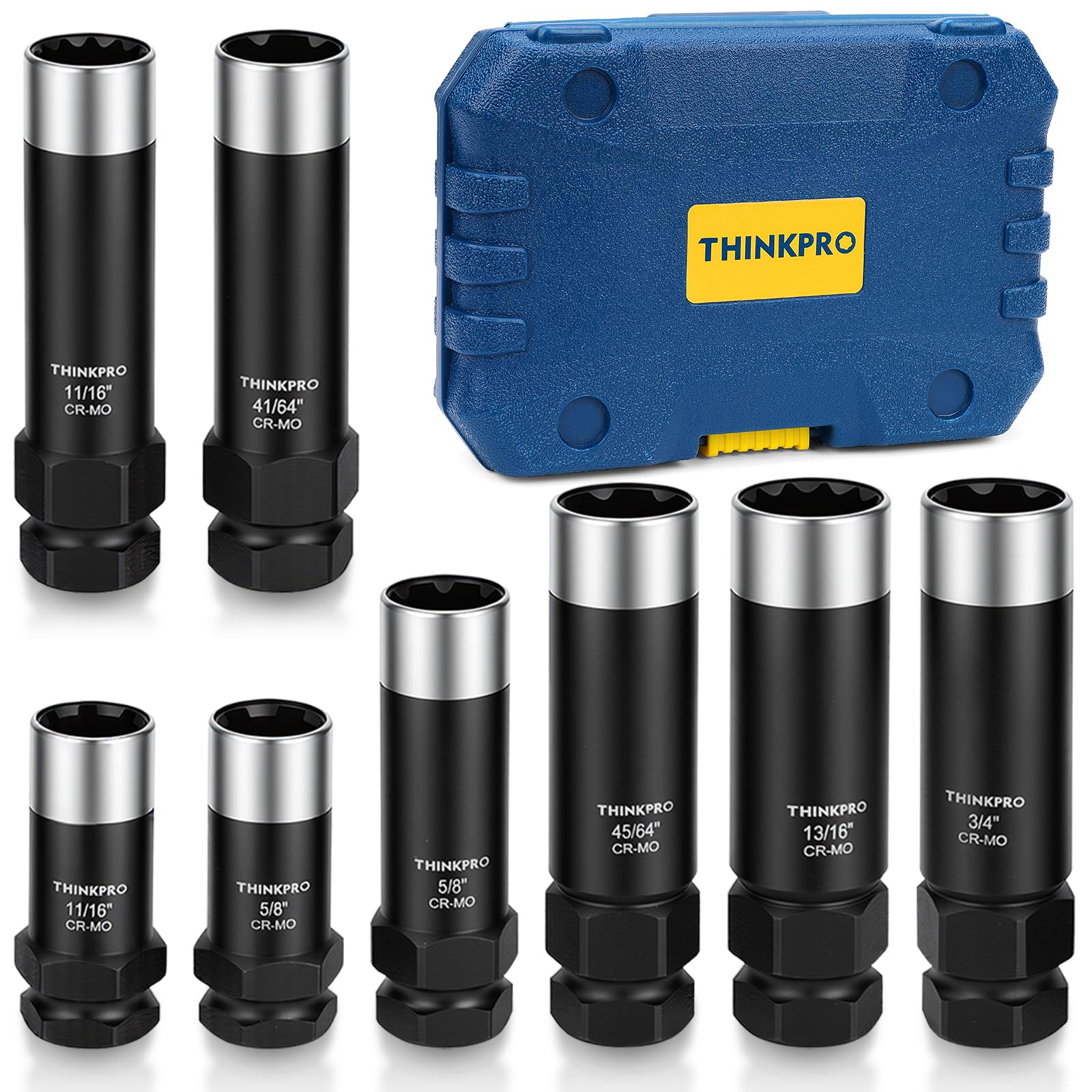 Thinkpro Spline Lug Nut Socket Set-8 Piece Wheel Lock Removal Kit,5 Point Lug Nut Key,6,7 Spline Lug Nut Socket and 12 Point Whe