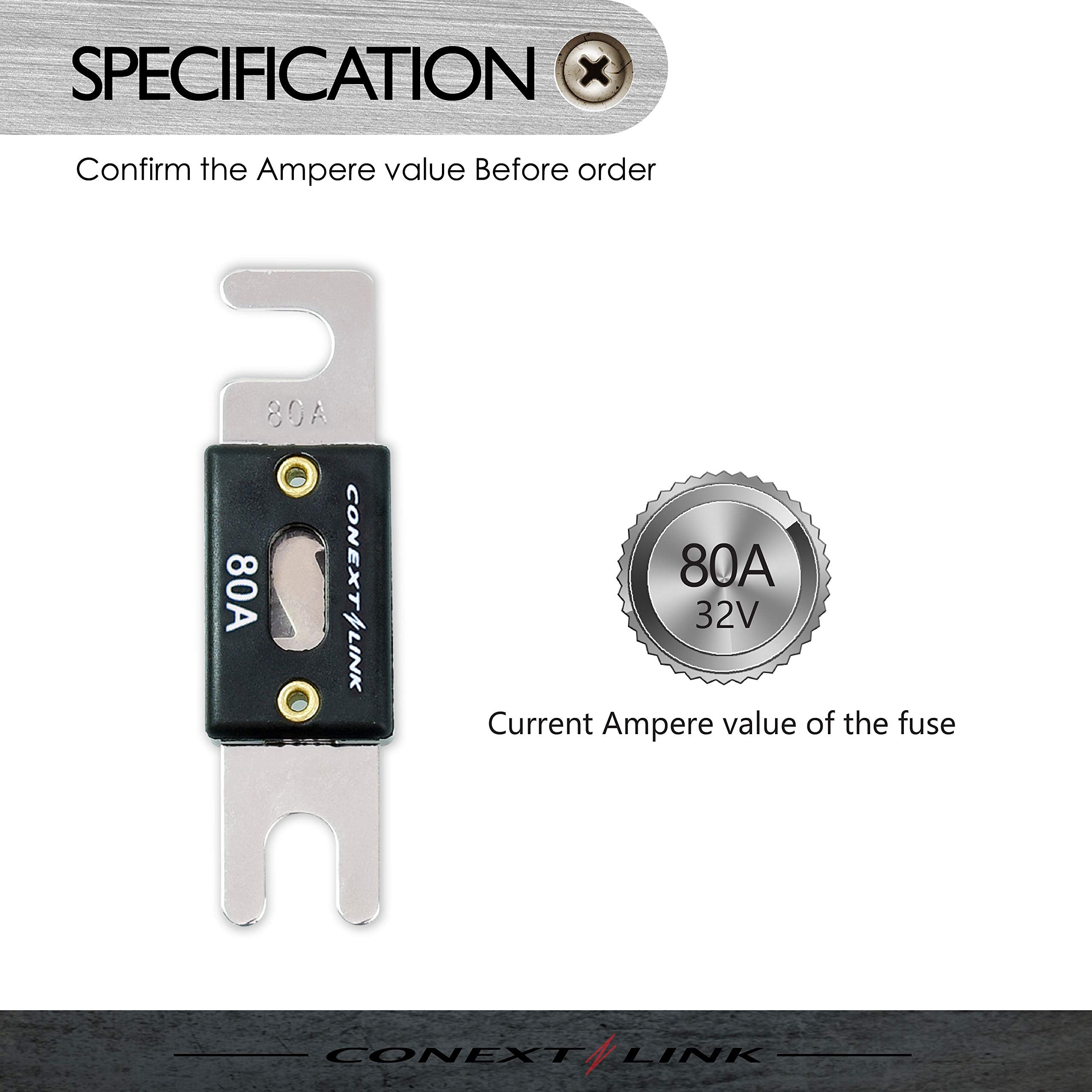 Conext Link Anl80-5 80 A Amp Anl Blade Fuse Nickel Plated 5 Pack (14020)