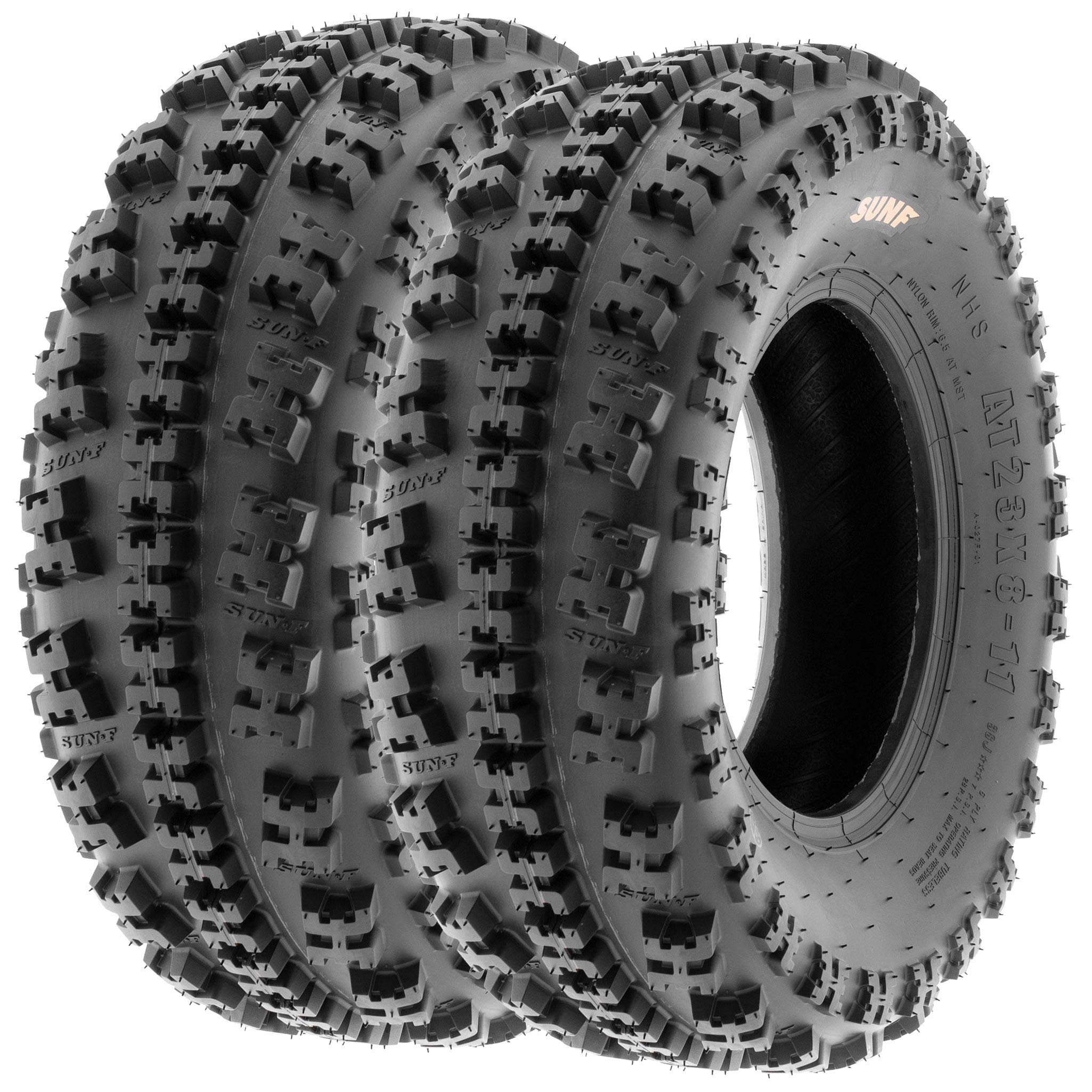 Set Of 4 Sunf 23X7-10 Front & 18X10.5-8 Rear Atv Utv Knobby Sport Tires,6 Pr Tubeless A027