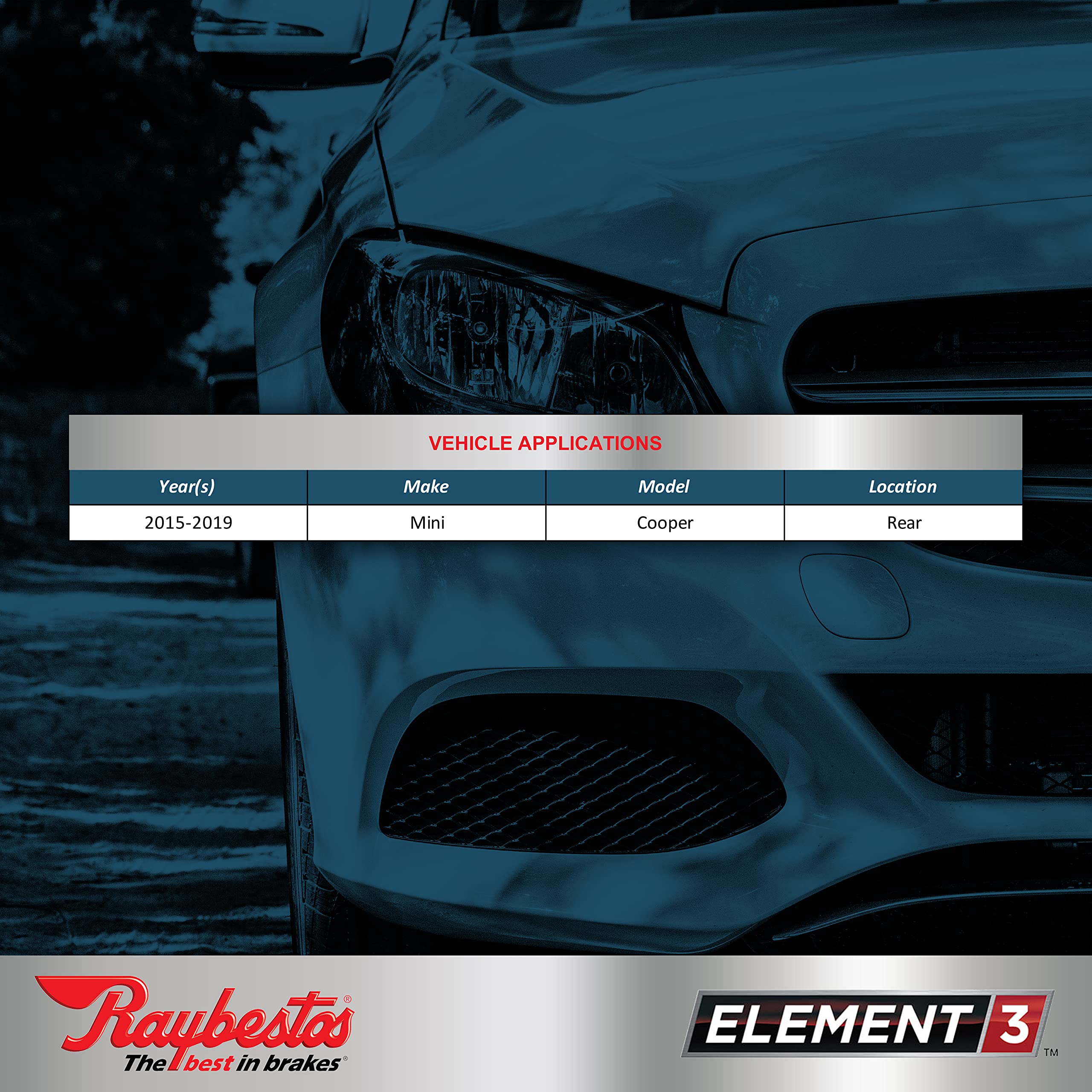 Raybestos Element3 Ehttm Replacement Rear Ceramic Brake Pad Set For Select 2015-2019 Mini Cooper Model Years (Eht1800H)